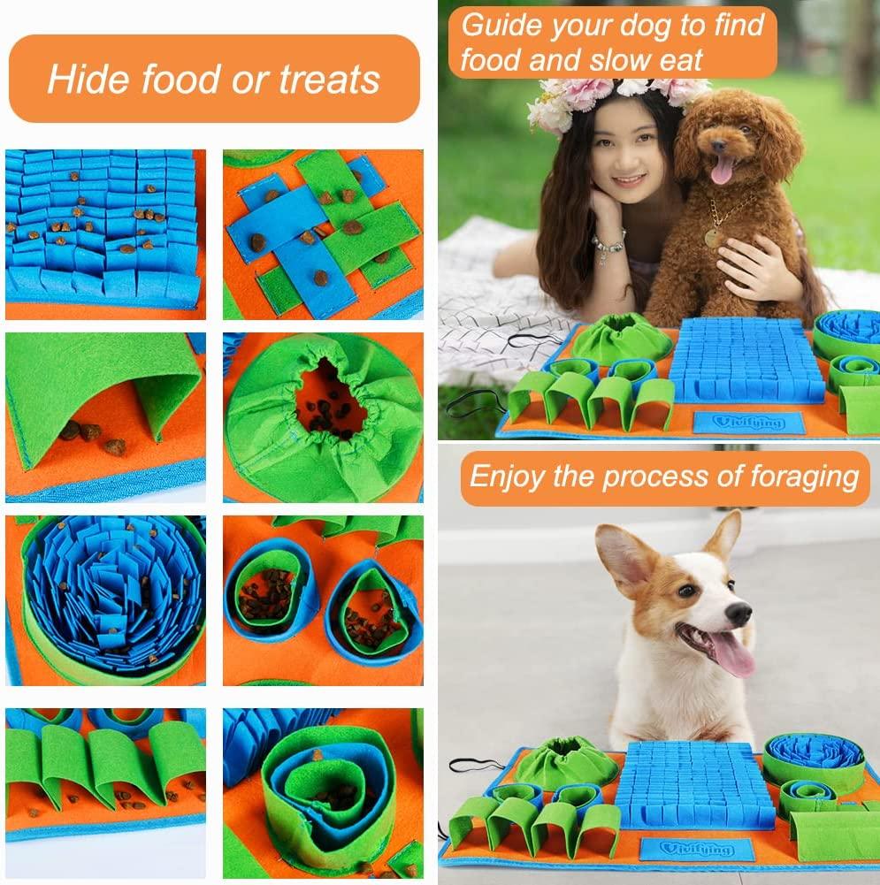 Dog Snuffl e Mat Pet Foraging Mat Puppy Interactive Feed Dog Food
