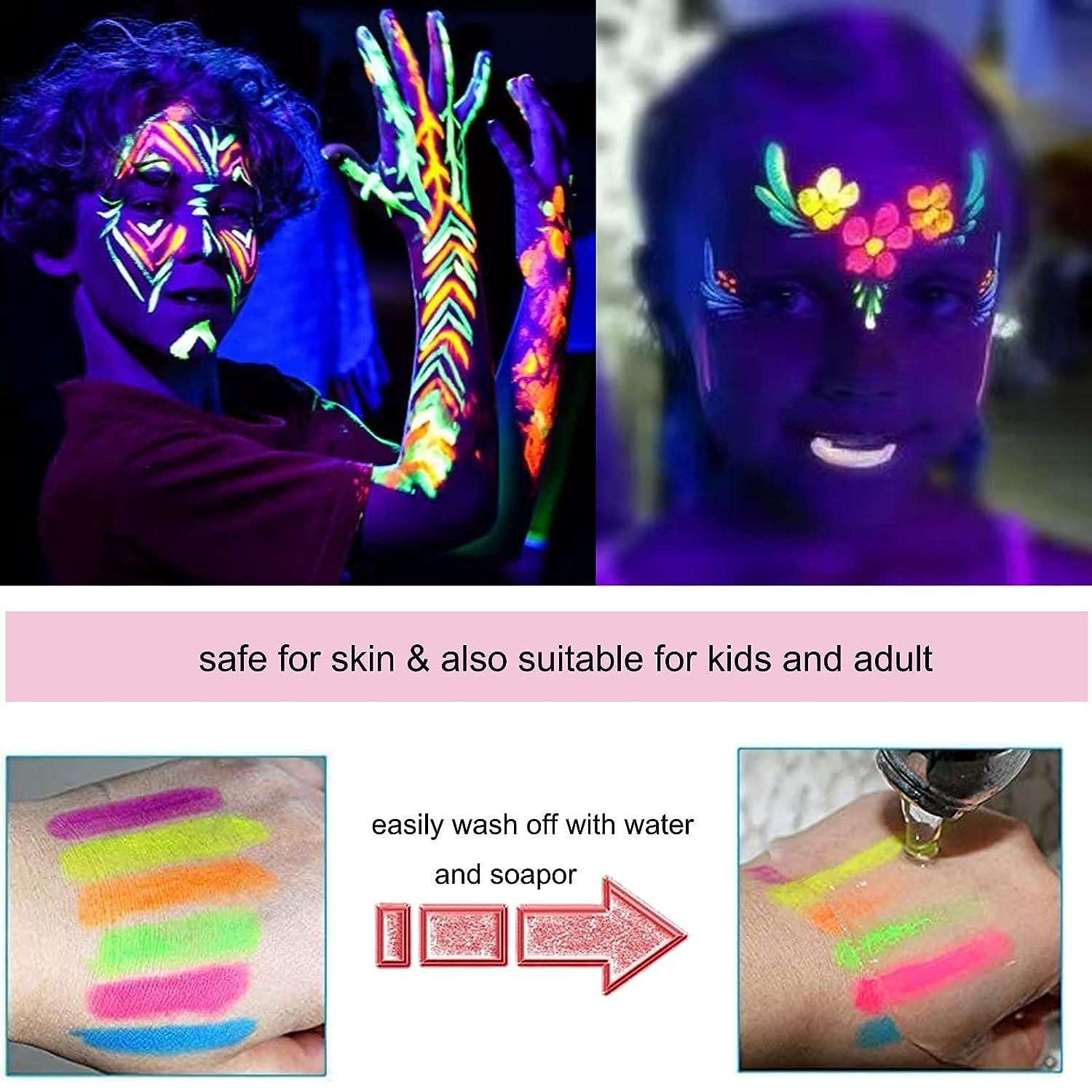  10 Color Glow in Dark Face Body Paint for Kids Adult,  Blacklight Glow Sticks Makeup Neon Face Painting Kits for Halloween Glow  Party Supplies : Beauty & Personal Care
