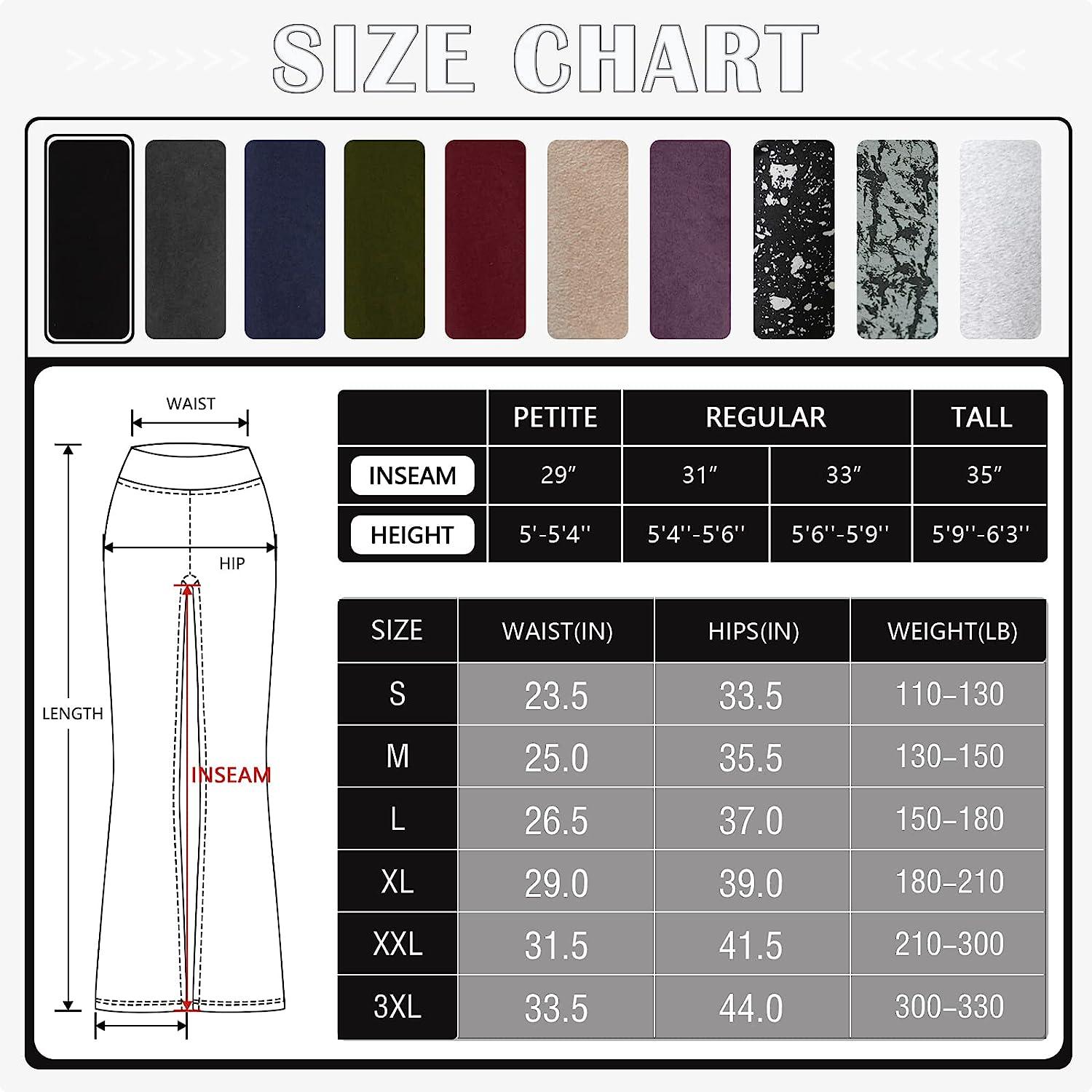 Houmous S-XXXL 29''31''33''35'' Inseam Women's Cotton Bootcut Pants Inner  Pocket X-Large/33 Inseam Black