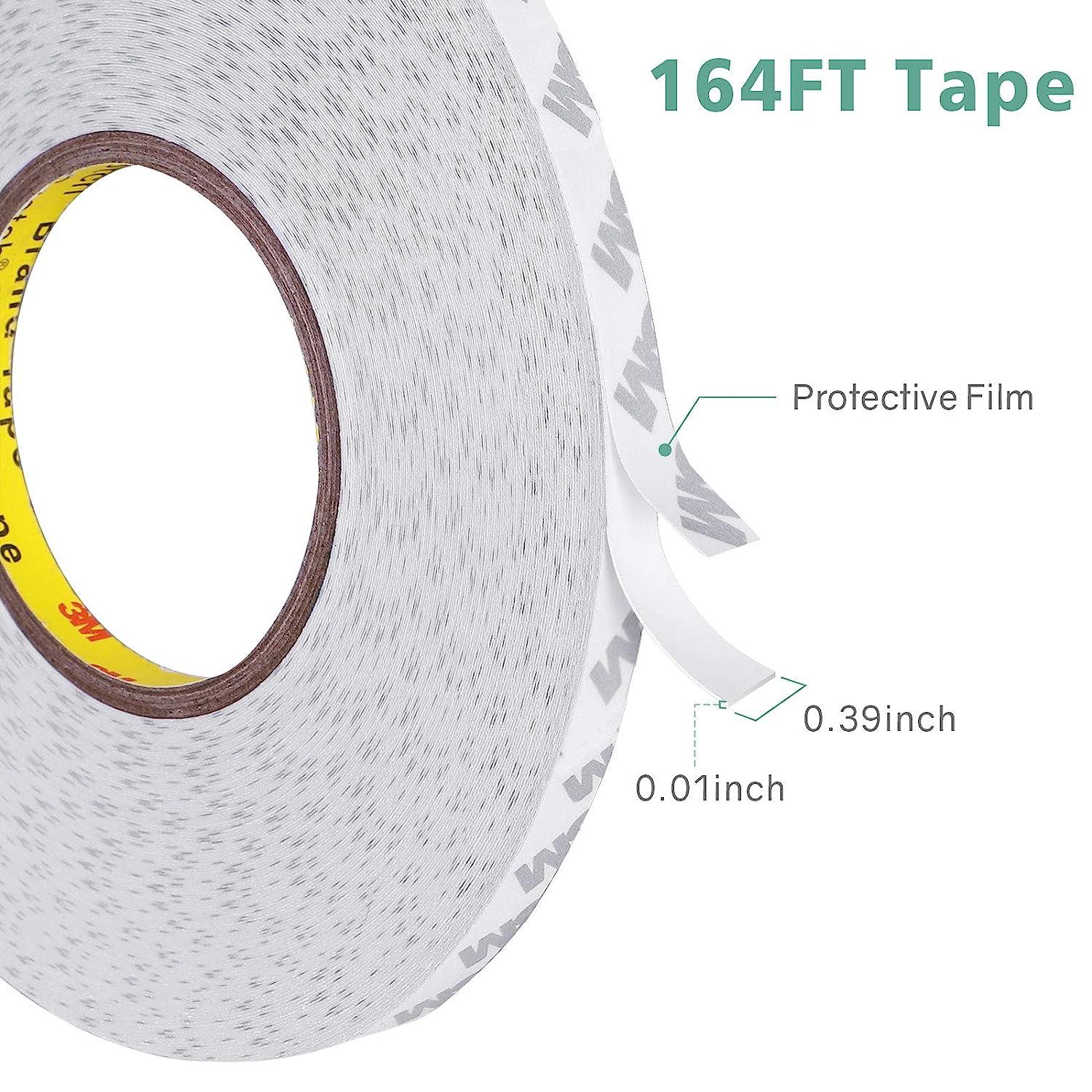 Double Sided Tape Heavy Duty, 164ft Waterproof Mounting Adhesive Tape,  Removable Tape for Walls, Poster, LED Strip, Car Trim, Home/Office Decor,  Craft
