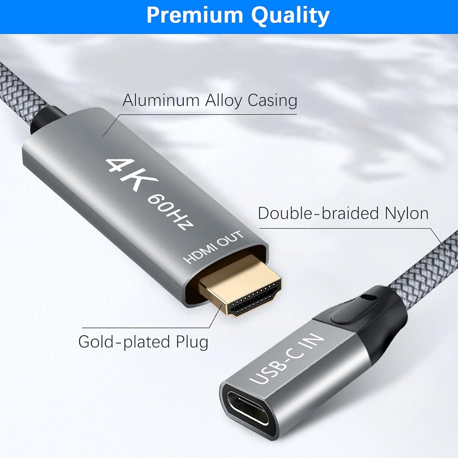 Basesailor USB-C Female to HDMI Male Cable Adapter Type C 3.1