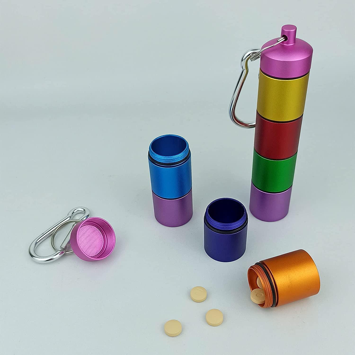 1*Mini Waterproof Metal Medicine Pill Box Case Bottle Holder Container-Keychain
