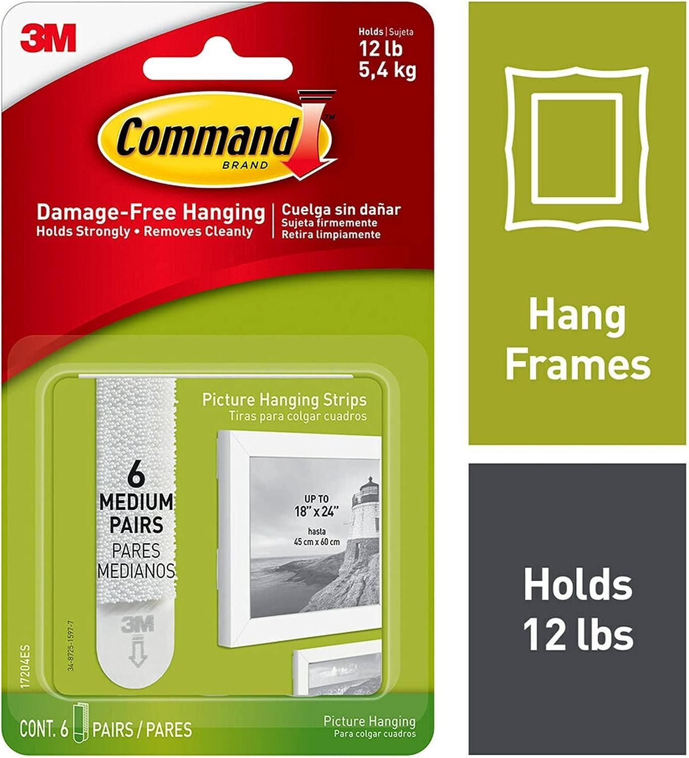 Command Small Picture Hanging Strips, Damage Free Hanging Picture Hangers,  No Tools Wall Hanging Strips for Living Spaces, 18 White Adhesive Strip  Pairs 