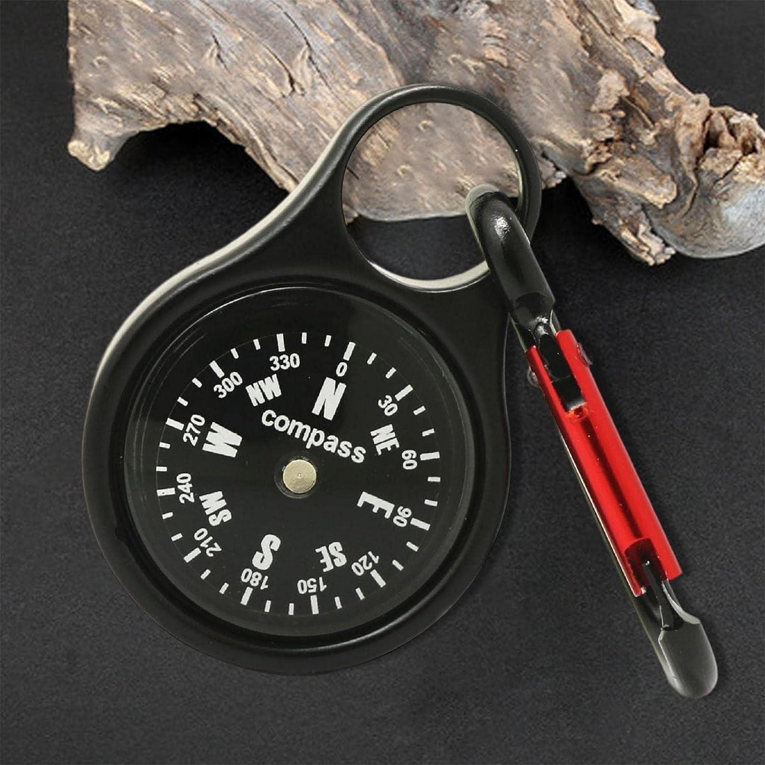 Black Lightweight Mini Outdoor Camping Survival Thermometer Compass Key  Chain