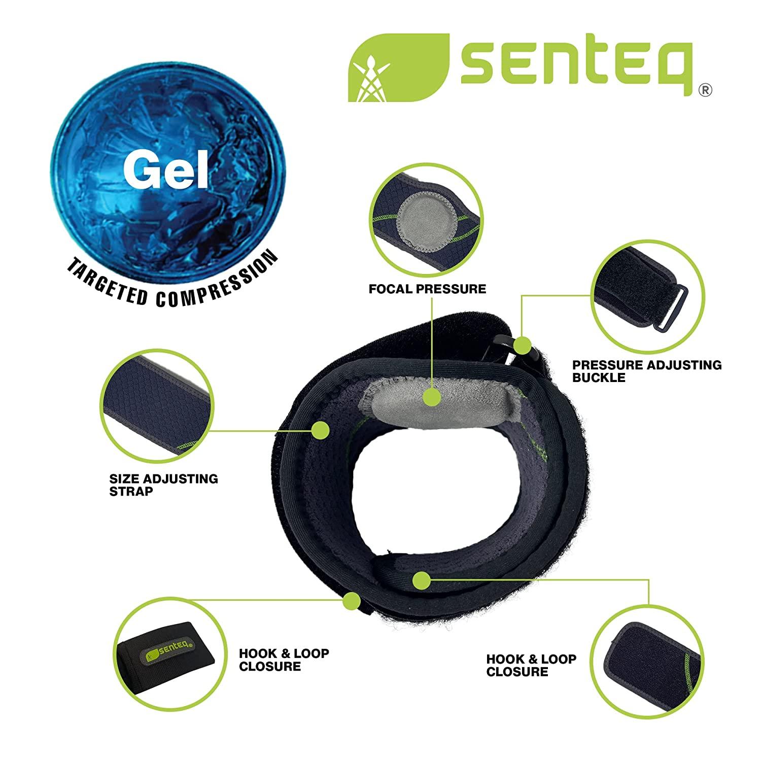 Elbow Support Brace by SENTEQ, Medical Grade, US FDA Approved. Tennis &  Golfer's Elbow Strap Band - Relieves Tendonitis and Forearm Pain