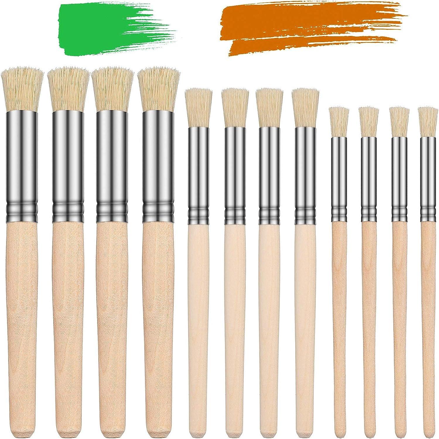 4 Pcs Wooden Stencil Brush Set - Natural Bristle