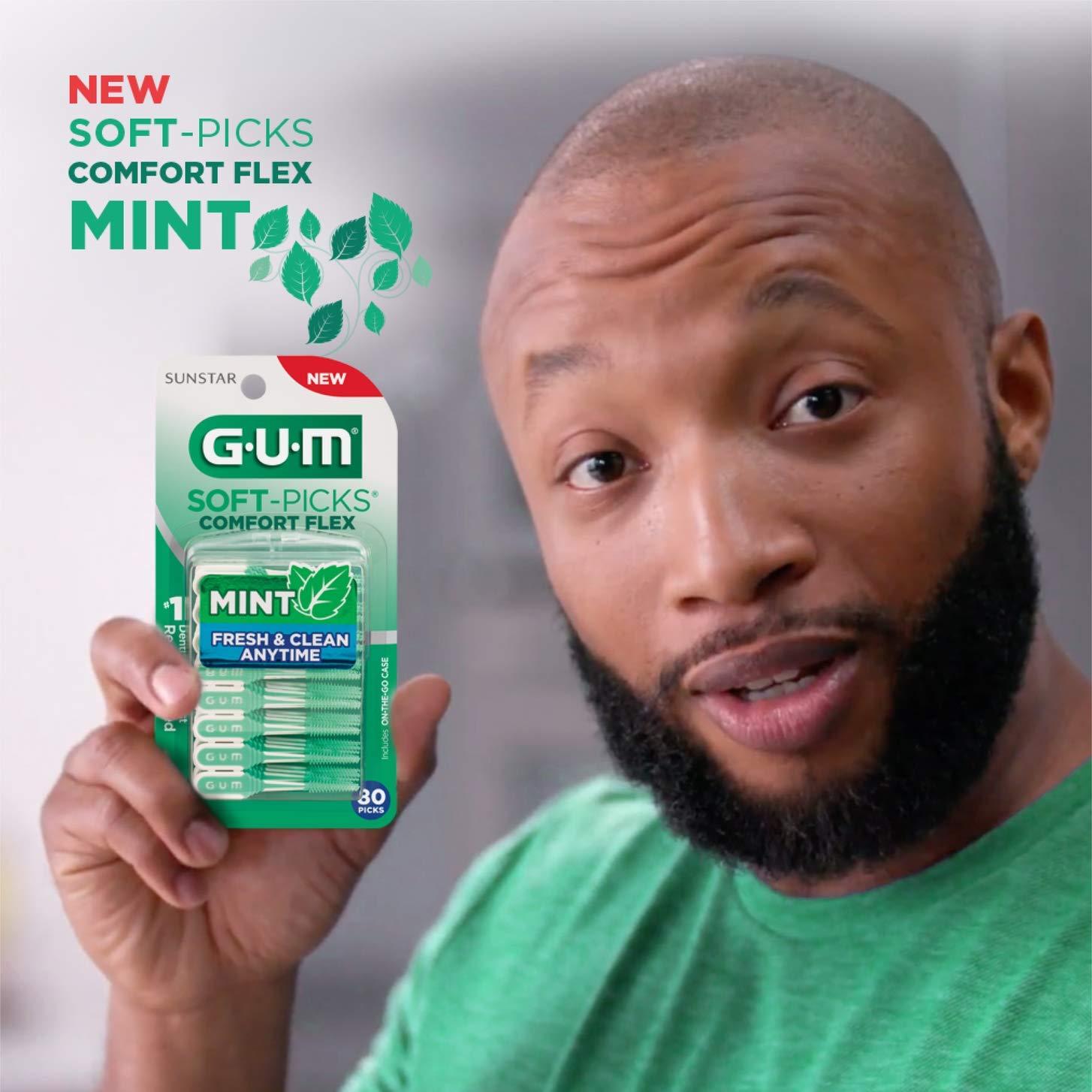GUM Soft-Picks Comfort Flex Mint Dental Picks, With Fresh Mint Flavor,  Travel Case 