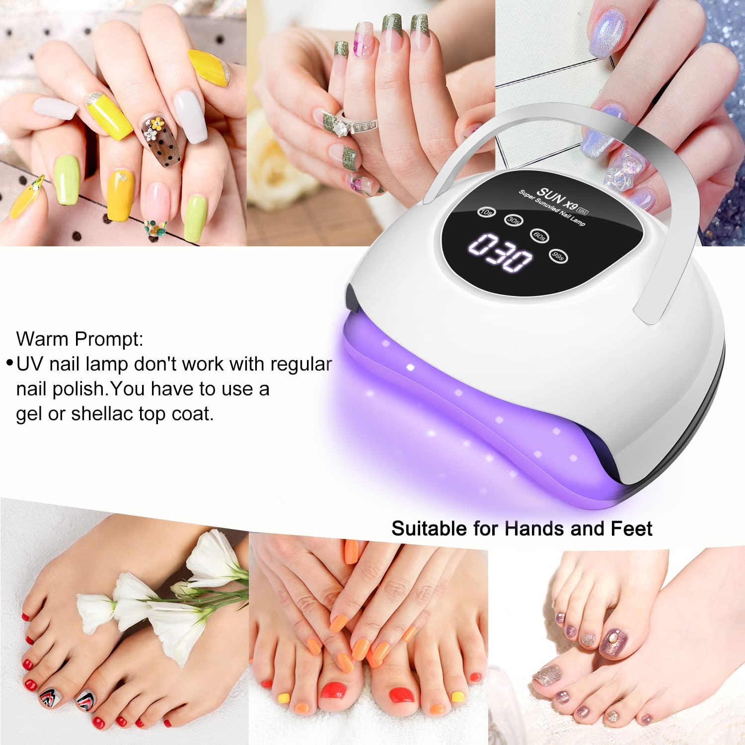 UV LED Nail Lamp 220W LED Lamp Gel Nails Fast Curing Nail Dryer with 57pcs Lamp Beads 4 Timers Professional Gel UV Light for Nails Home Salon Nail Art Tools