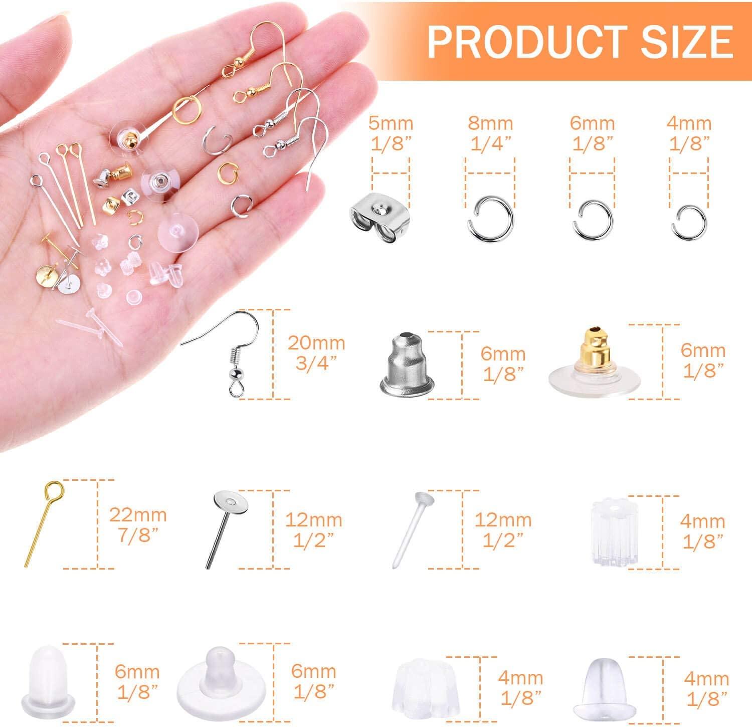 Earring Hooks, Anezus 1900Pcs Earring Making Supplies Kit with Jewelry  Hooks, Fish Hook Earrings, Earring Backs, Jump Rings for Jewelry Making and