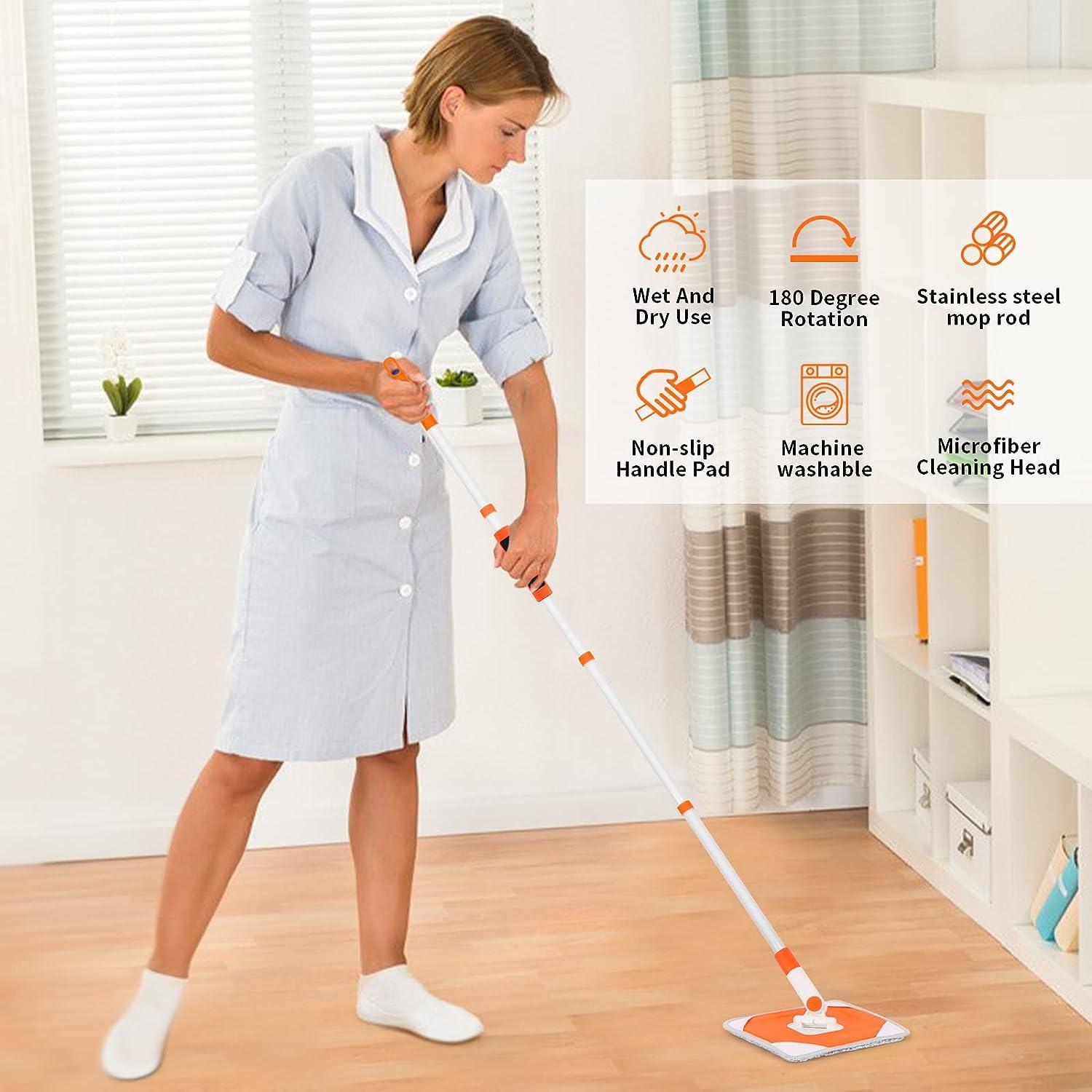 Wall Mop Wall Cleaner with Long Handle.Microfiber Dust Mop.Baseboard  Cleaning Tool with Extension Pole.4 Washable Reusable Cleaning Pads.Quickly  Clean Walls, Baseboards and Ceilings. 54in