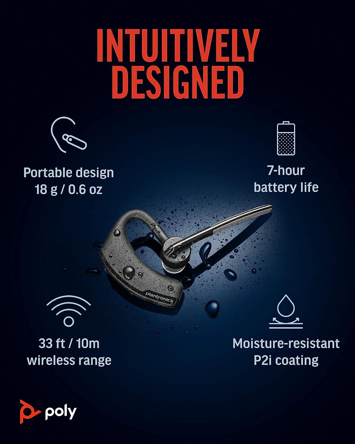 Poly Voyager Legend Wireless Headset Mic - Design Mute & Buttons Bluetooth via Controls w/Noise-Canceling Volume Mobile/Tablet to Bluetooth (Plantronics) -Connect Single-Ear - Voice - -FFP Ergonomic 