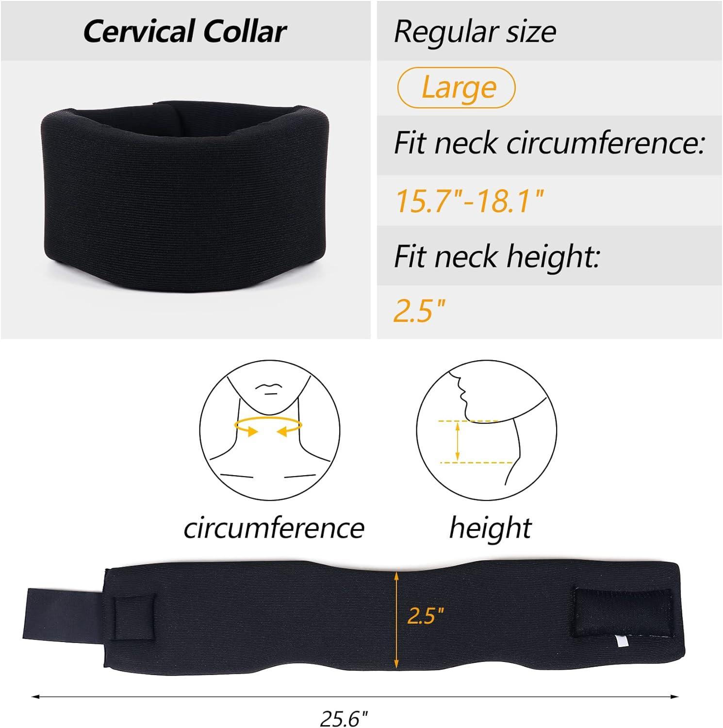  Soft Foam Neck Brace Universal Cervical Collar, Adjustable Neck  Support Brace for Sleeping - Relieves Neck Pain and Spine Pressure, Neck  Collar After Whiplash or Injury(Black 2.5 Depth Collar, M) 