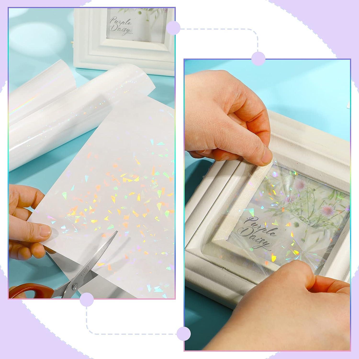 Self Adhesive Sparkle Transparent Holographic Vinyl Overlay Sheets Stickers  (1) 