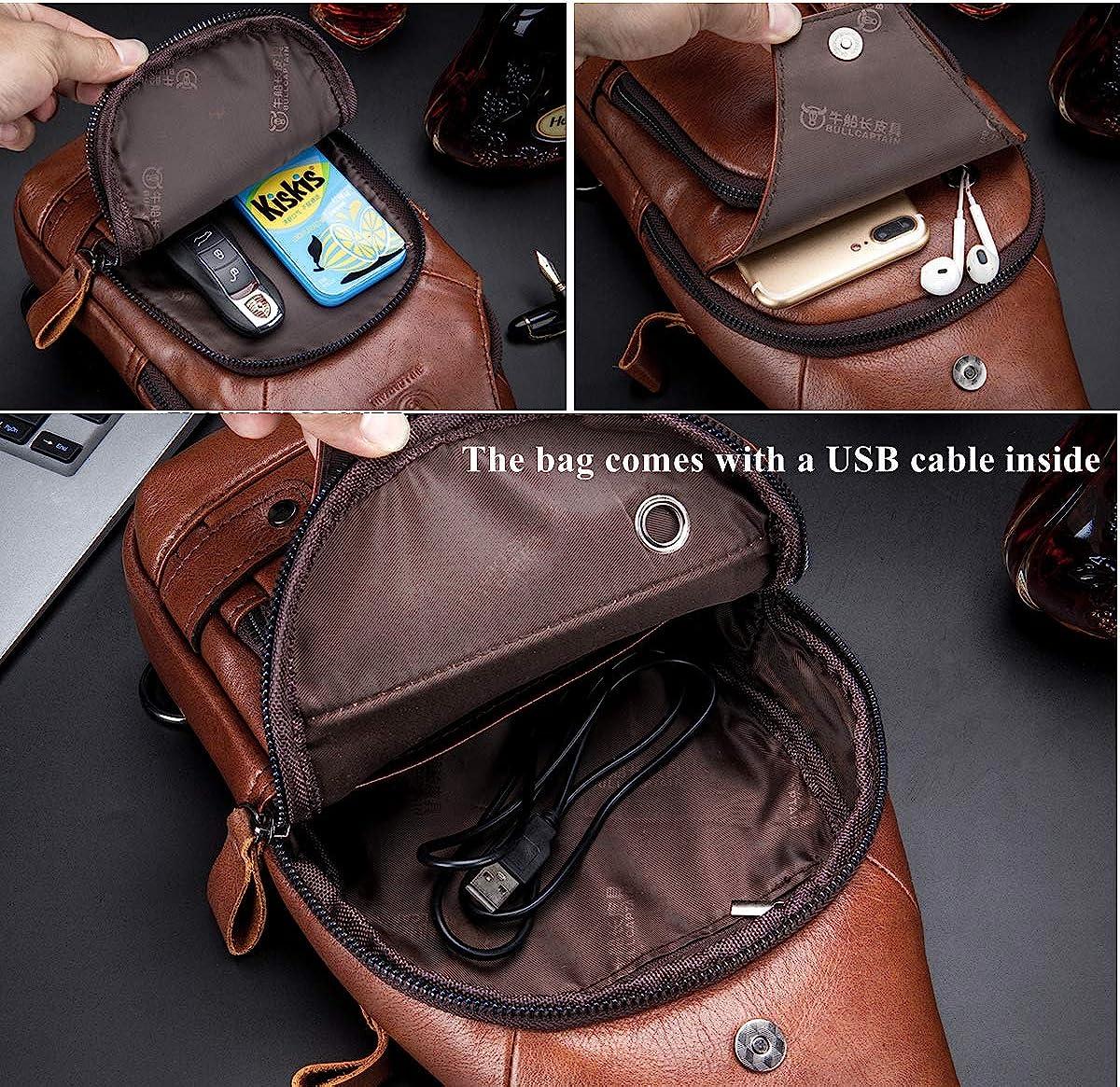 XB Leather Sling Backpack Bag for Women Men Travel Hiking