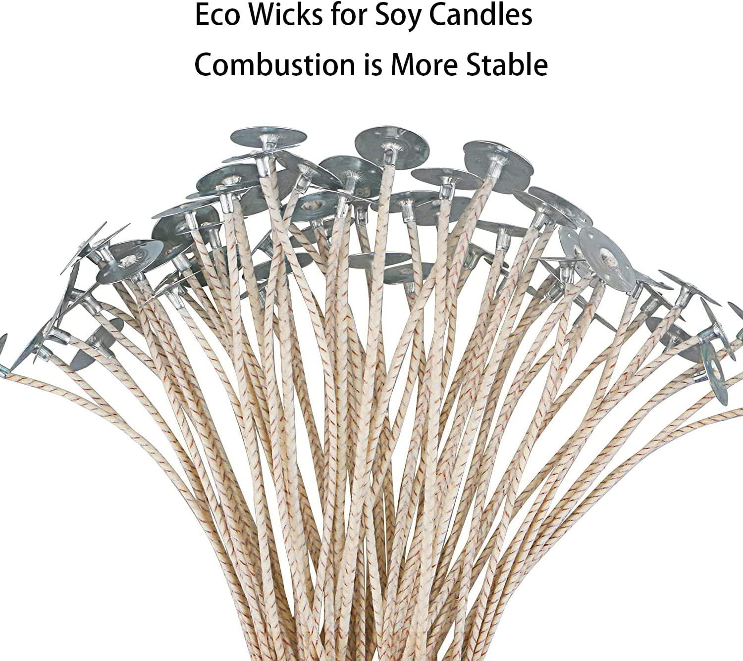 100pcs CD 4 Wicks for Soy Candles, 6 inch Pre-Waxed Candle Wick for Candle  Making,Thick Candle Wick with Base
