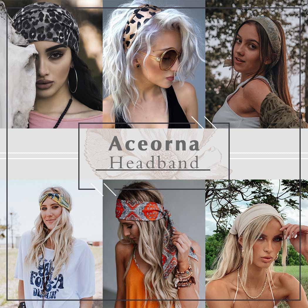 Aceorna Boho Bandeau Headbands Wide Knot Hair Band Stretch Turban Head  Wraps Fashion Hair Accessories for Women and Girls 3 Pcs (Ornate)