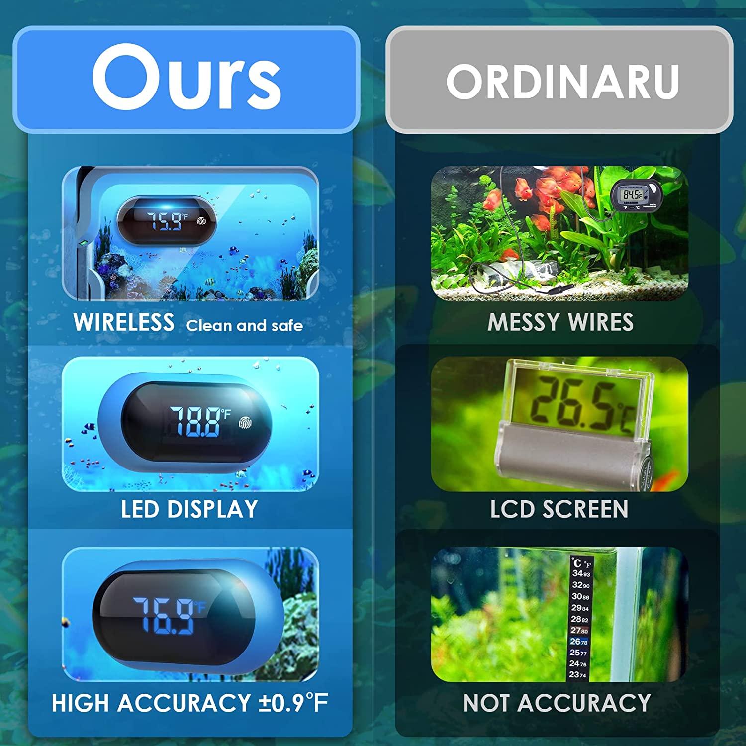 Digital Aquarium Thermometer, Fish Tank Thermometer, Water