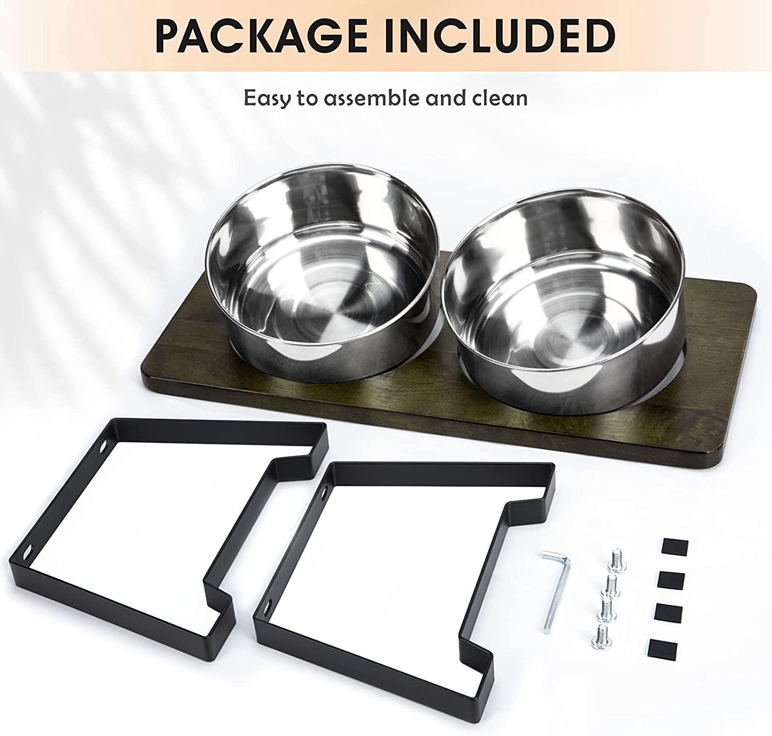 Elevated Dog Bowl with Double Stainless Steel Bowl and Waterproof