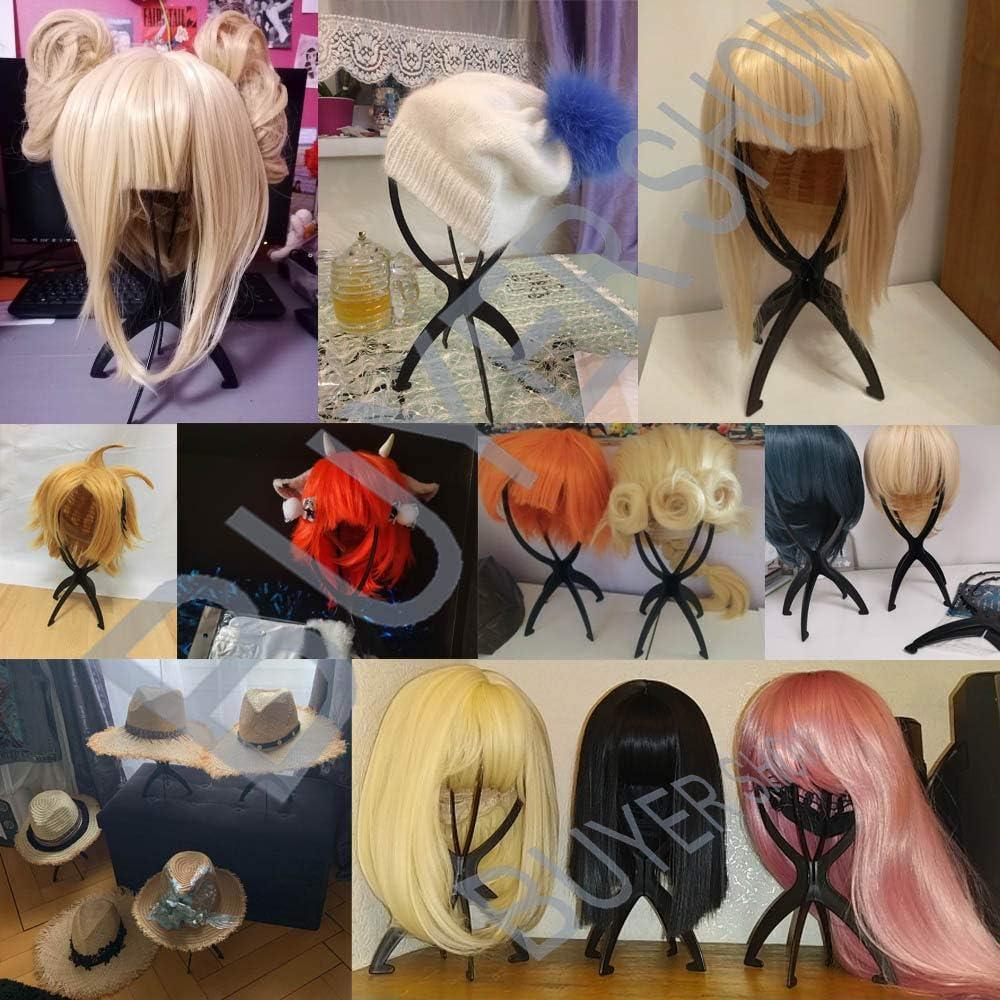 wiysday 6PCS Wig Holder Wig Stands, Collapsible Wig Stand for Short Wig,14  inch Portable Travel Wig Holder (Black)