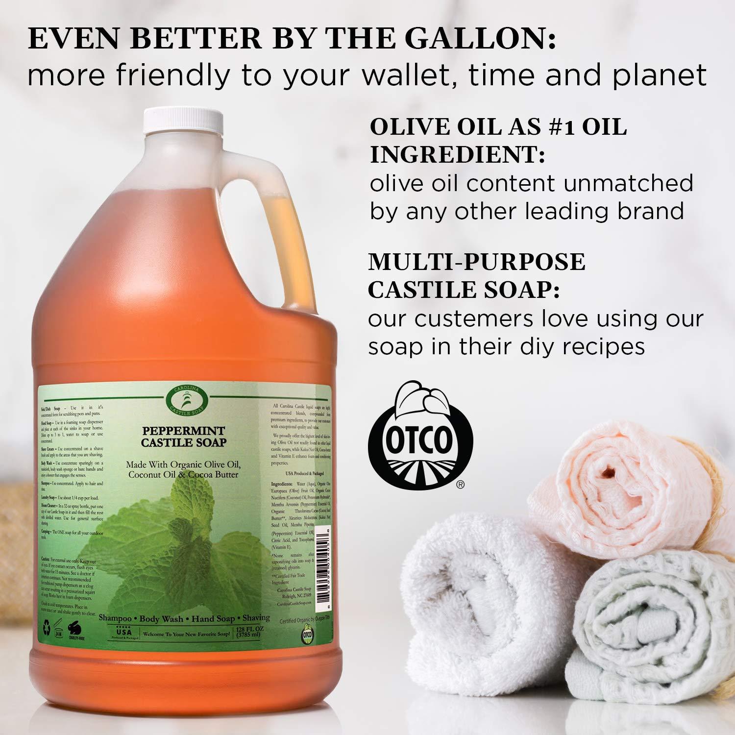  Nature's Oil Liquid Castile Soap, Peppermint Scented, 1 Gallon  : Beauty & Personal Care