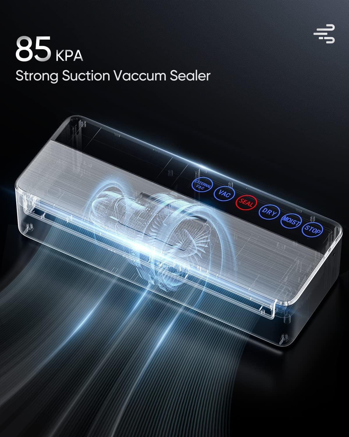 Koios Vacuum Sealer Machine, 86Kpa Automatic Vacuum Air Food sealer/Built-in Cutter Starter Kit