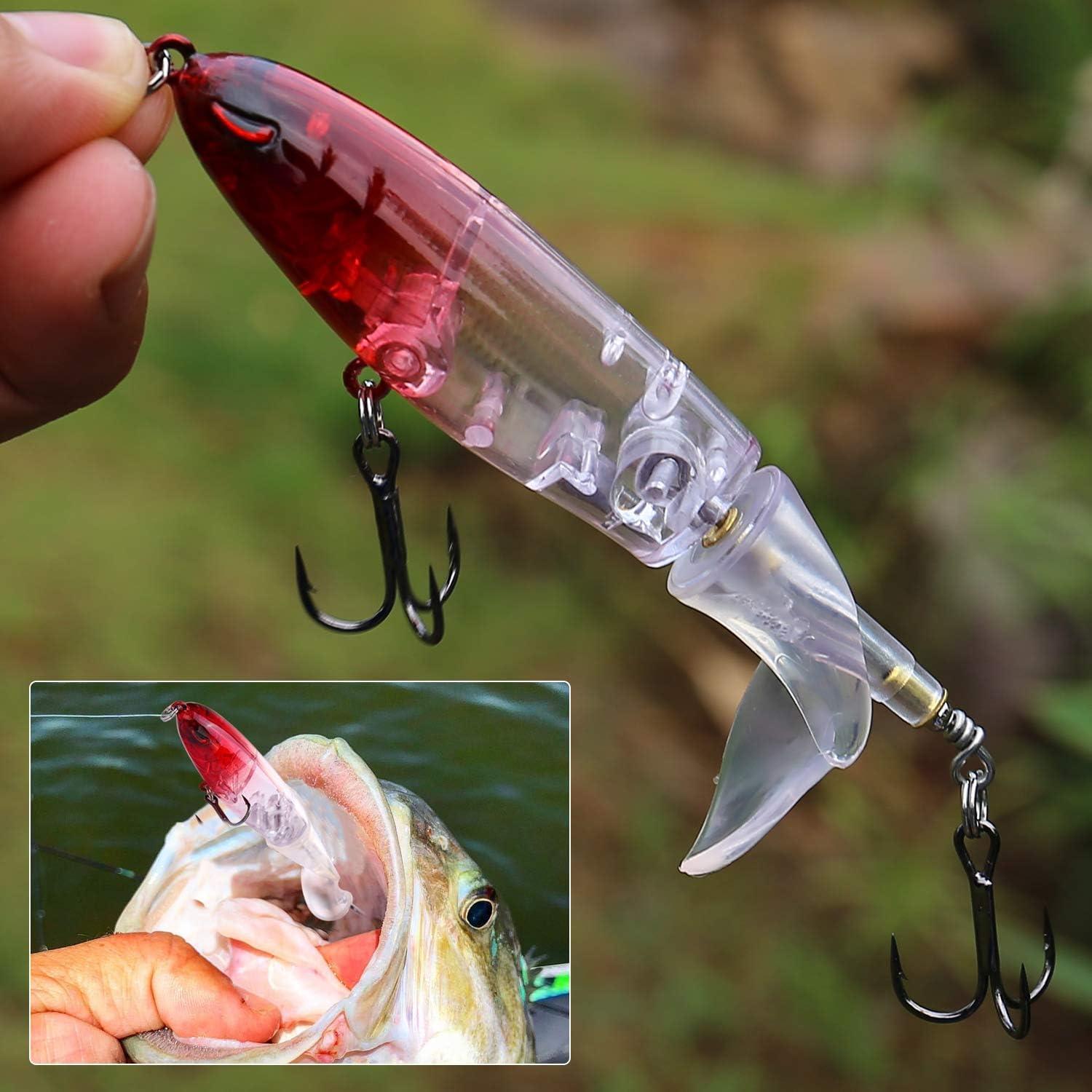 6-Pcs Topwater Plopper Fishing Lures for Bass - Floating Freshwater or  Saltwater Surface Hard Swimbait with Rotating Tails - Lifelike Spinner  Action