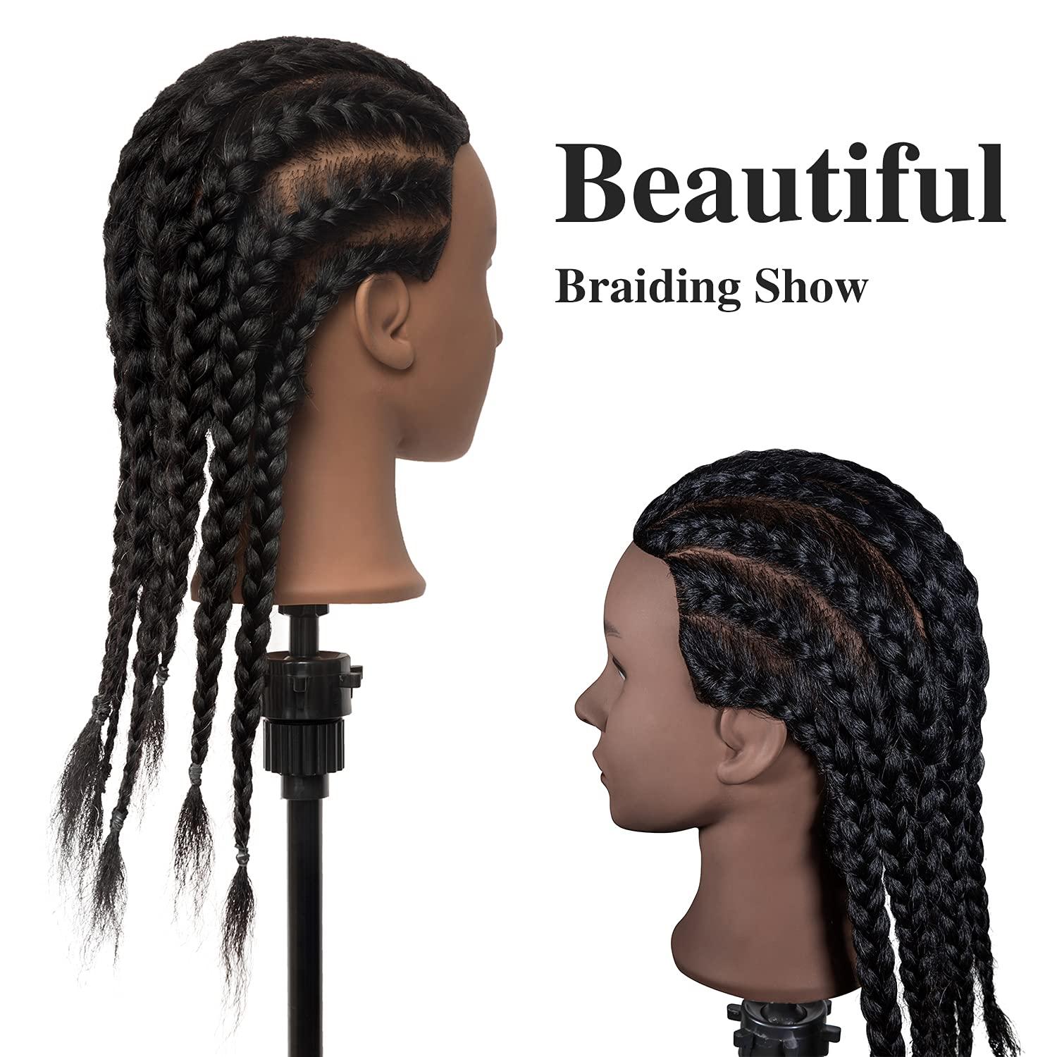 Mannequin Head with 100% Real Hair Hairdresser Practice  Braiding Styling Cosmetology Doll Training Head for Bleaching Dyeing  Curling Cutting Updos Styling and Free Clamp Holder (M natural black 022) 
