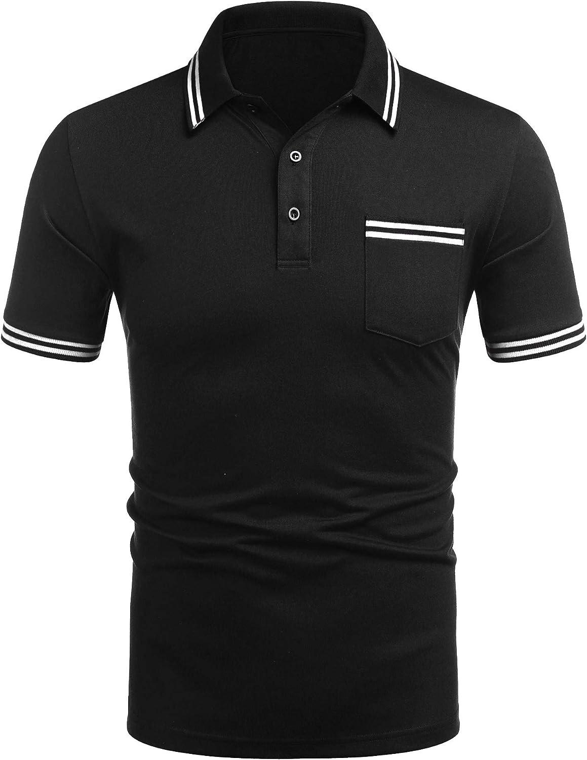 Brand Pocket Print Lapel Polo Shirts Men Summer Short Sleeve