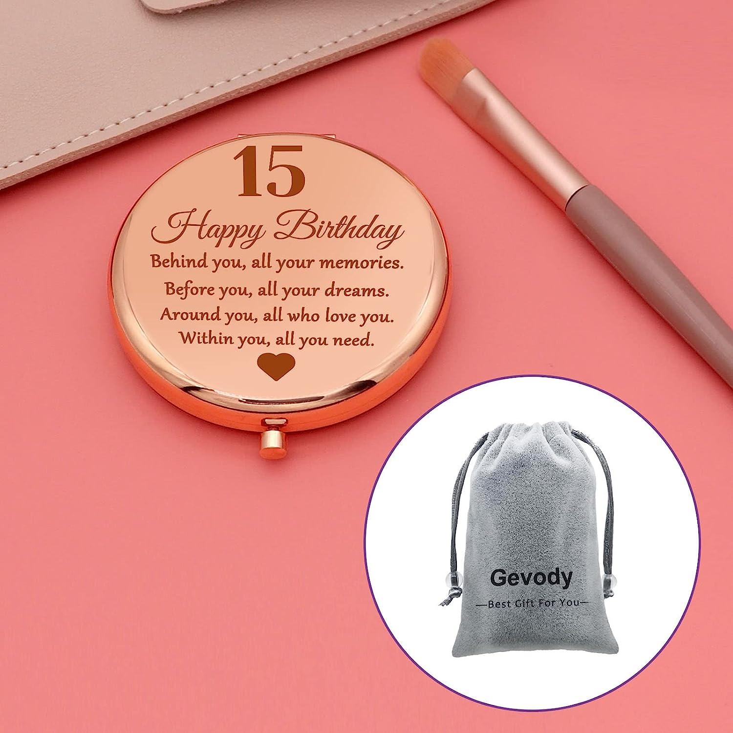 LQRI Sweet 15 Gifts for Girls 15th Birthday Compact Mirror 15 Year Old Girl  Gifts Makeup Mirror Fifteen Girl Quinceanera Gift Sweet 15 Birthday Gifts