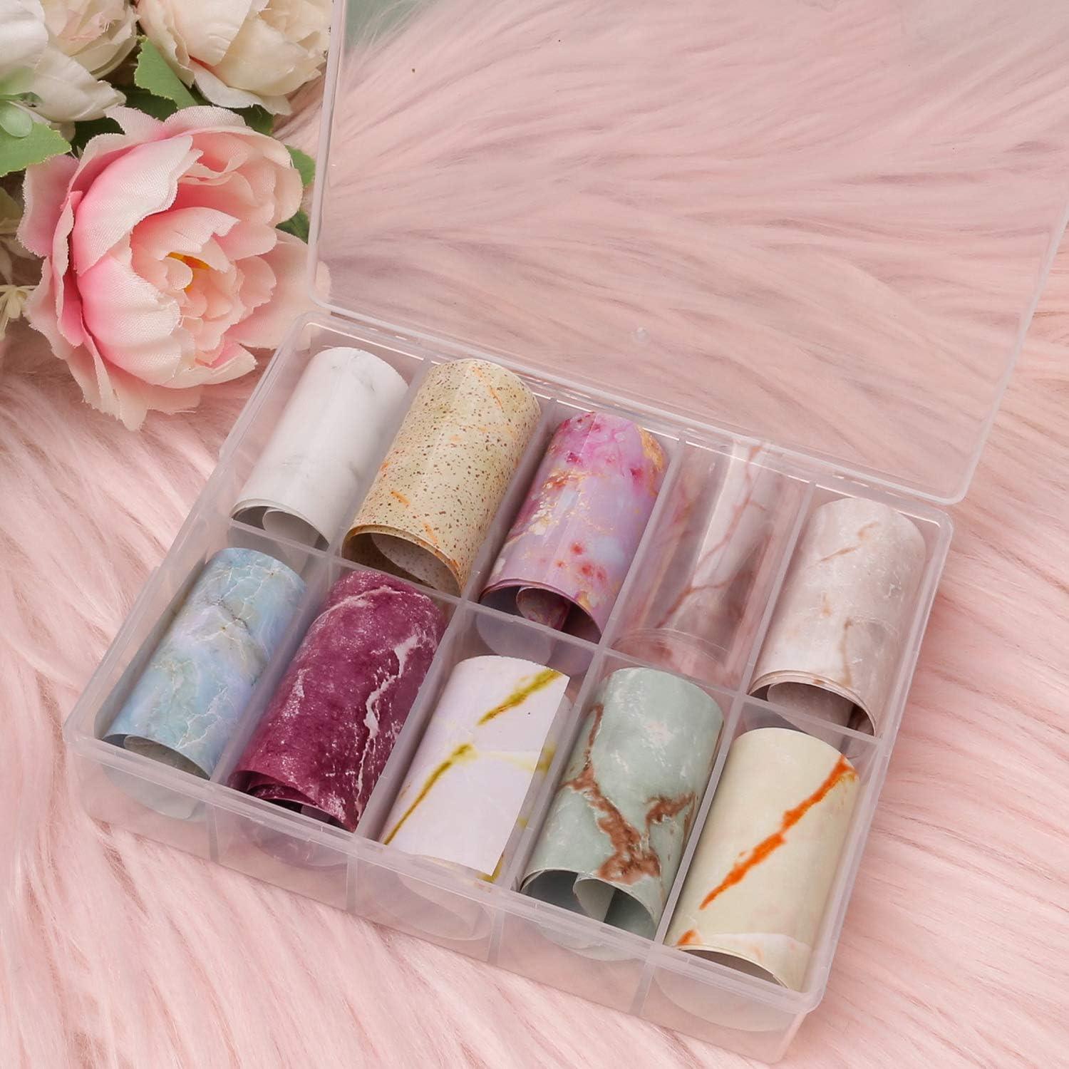 Marble Nail Foil , 10 Rolls Marble Stone Nail Foils Colorful Blooming Print  Nail Art Foil Wraps Decals Diy Nail Decoration For Women G