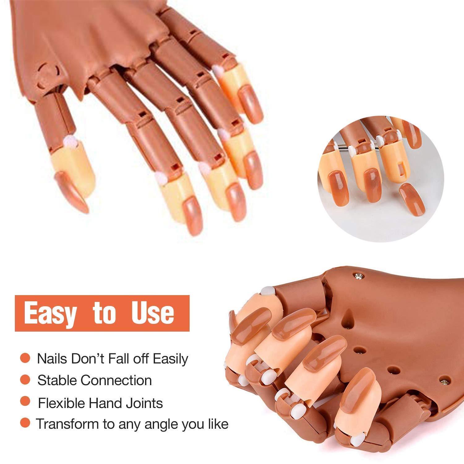 Practice Hand for Acrylic Nails Kit, Fake Hand for Nail Practice Mannequin  Hand, Nail Training Finger Kit Set Professional Acrylic with Everything