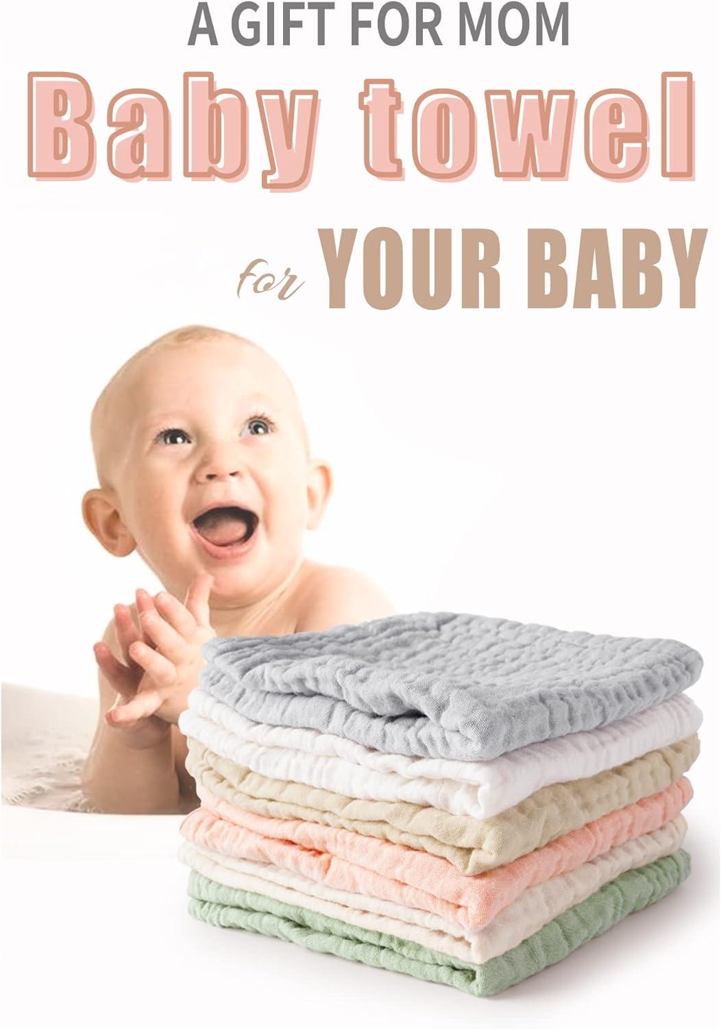 Konssy 6 Pack Baby Muslin Washcloths for Unisex 100% Cotton Wash