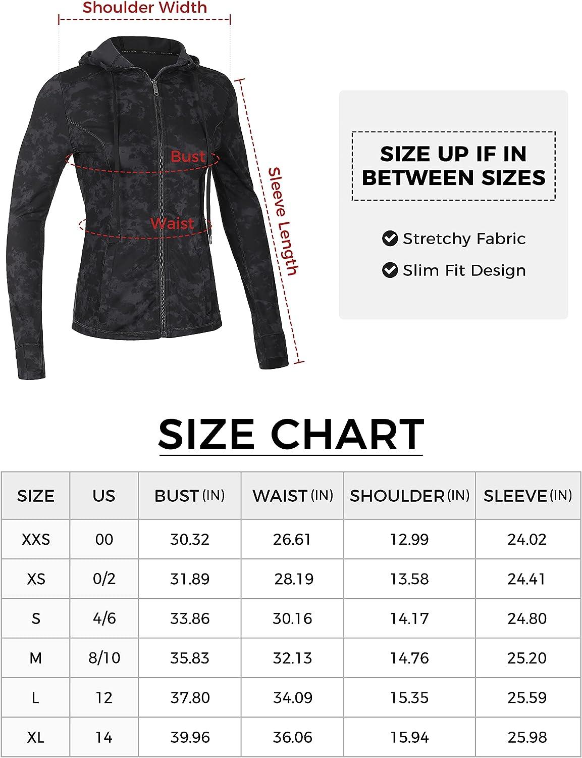 CRZ YOGA Women's Brushed Full Zip Hoodie Jacket Sportswear Hooded Workout  Track Running Jacket with Zip Pockets Medium Black