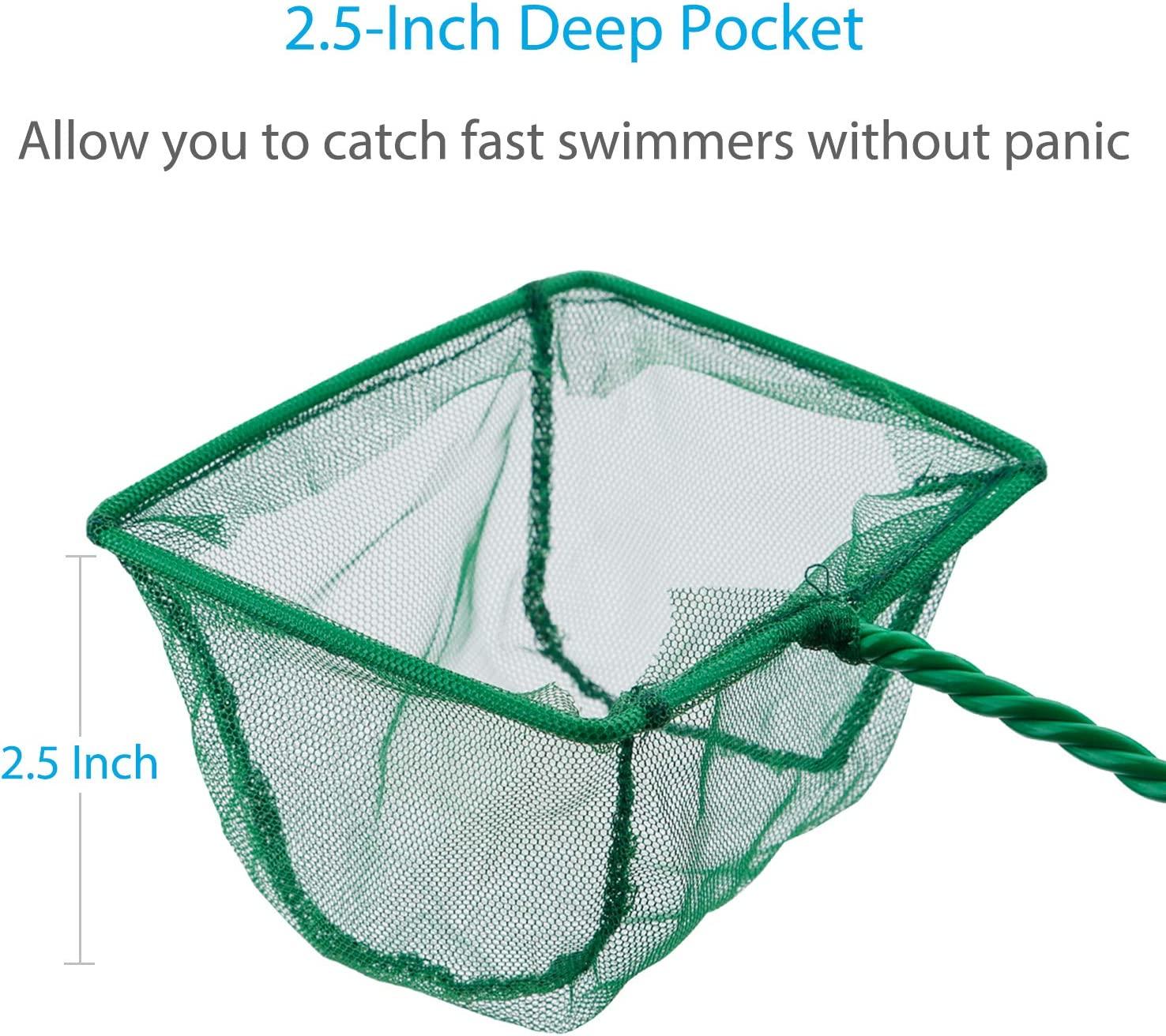 Buy Pawfly Aquarium Fish Net with Braided Metal Handle Square Net