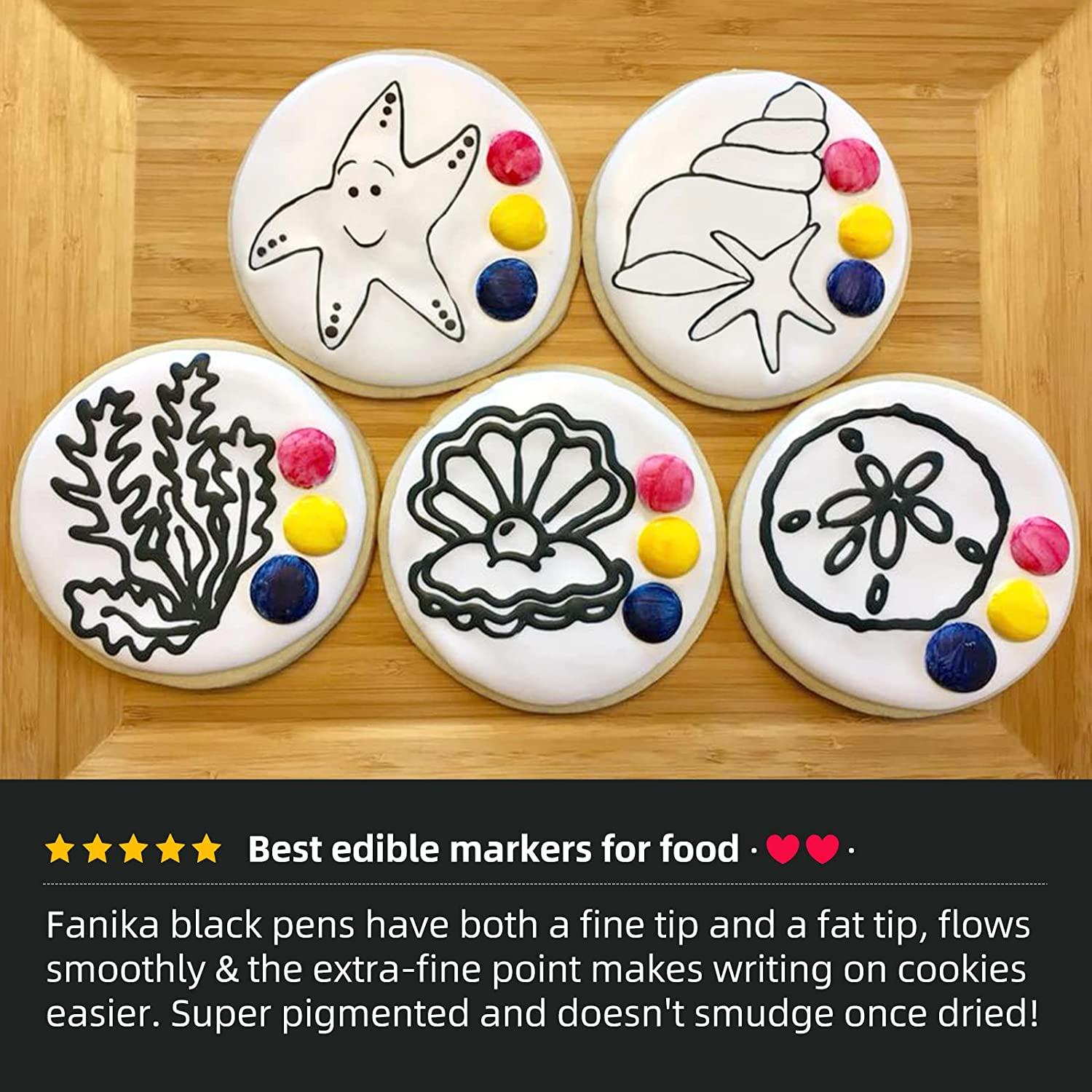 Fanika Edible Markers Food Coloring Pens 10 Colors, Double-sided Fine Tip  Food Grade Pens and Edible Marker for Cookies Decorating Fondant, Cakes