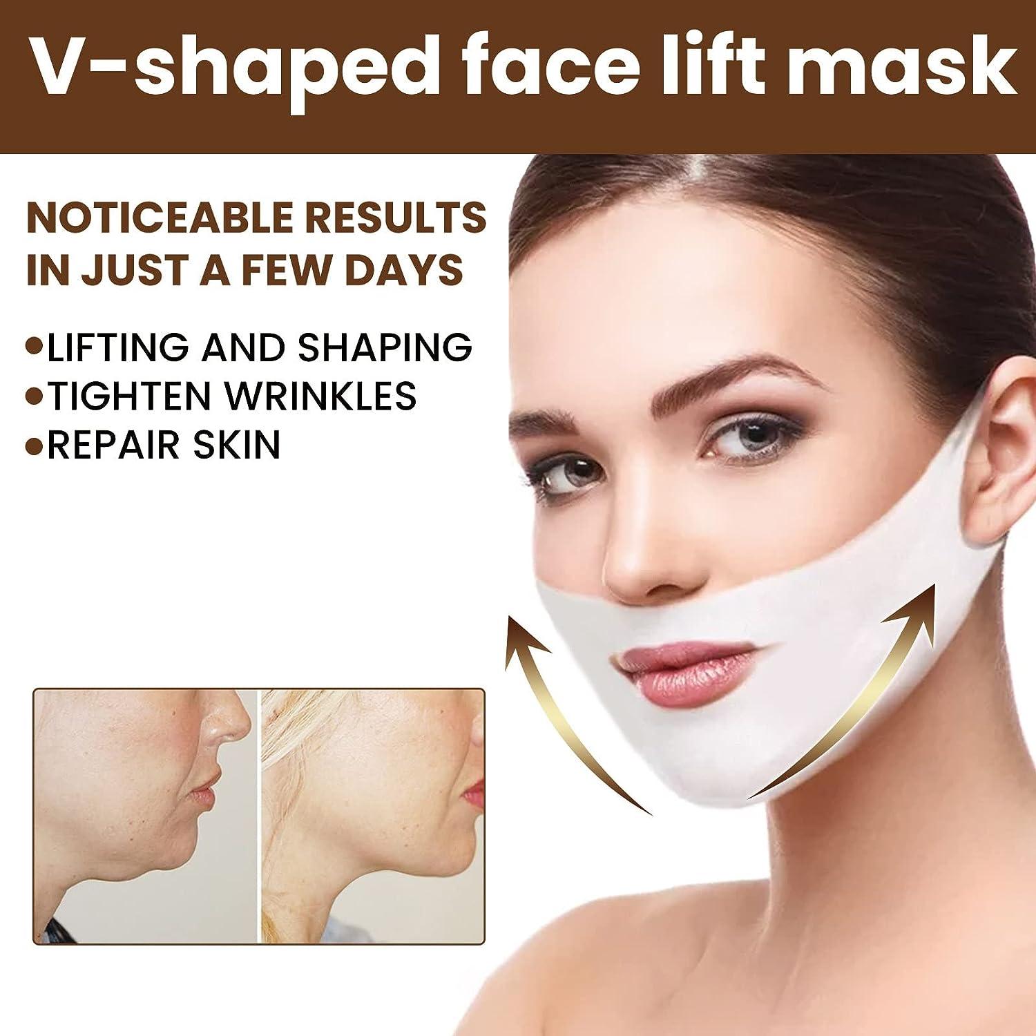 5 Pcs V Line Shaping Face Masks V Line Lifting Mask Hydrogel Collagen Mask  with Aloe Vera Neck Tightening Tape Patch Anti-Aging Anti-Wrinkle Firming  Band Contour Double Chin Toning Strap