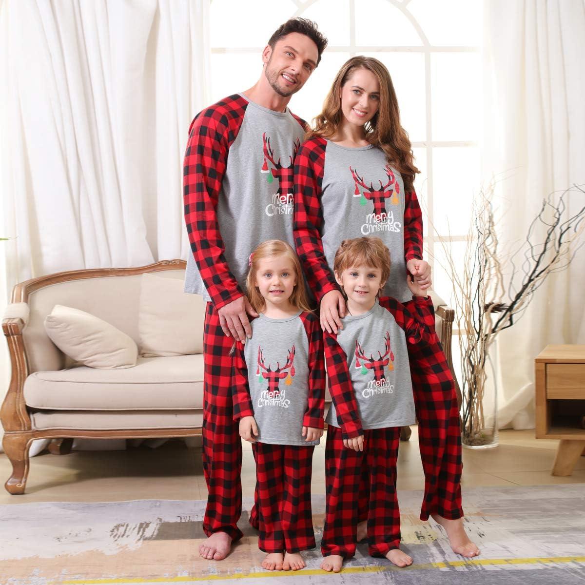 Christmas Elk Print Family Pajama Set For Mom, Dad, Kids And Baby