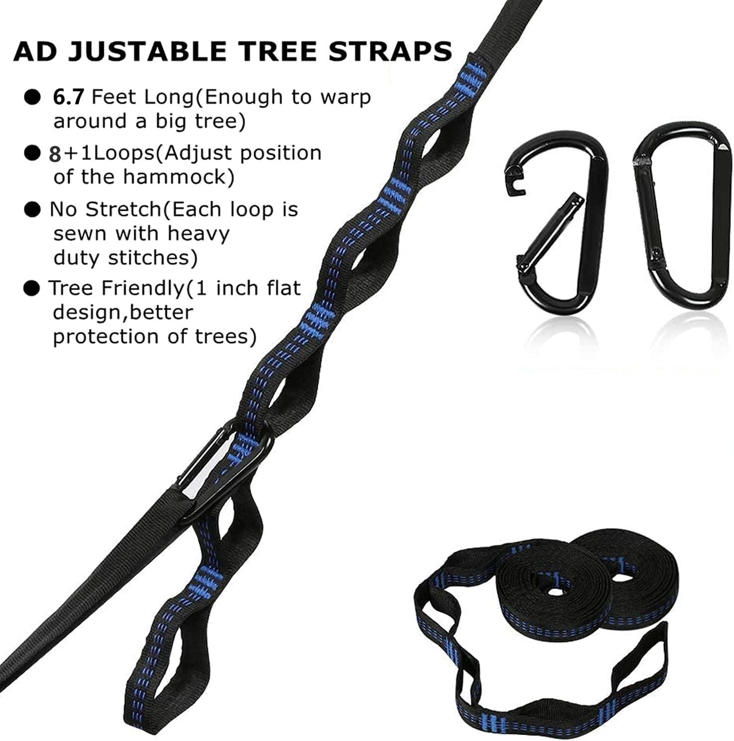 Double Hammock, Camping Hammock with 2 Tree Straps(16+2 Loops
