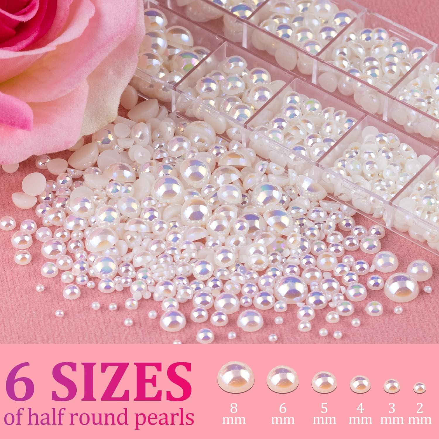 2700 Pcs Flat Back Pearls Kits 1 Box of Flatback White+1 Box of Beige Half  Round Pearls with Pickup Pencil And Tweezer for Home DIY And Professional  Nail Art, Face Makeup And