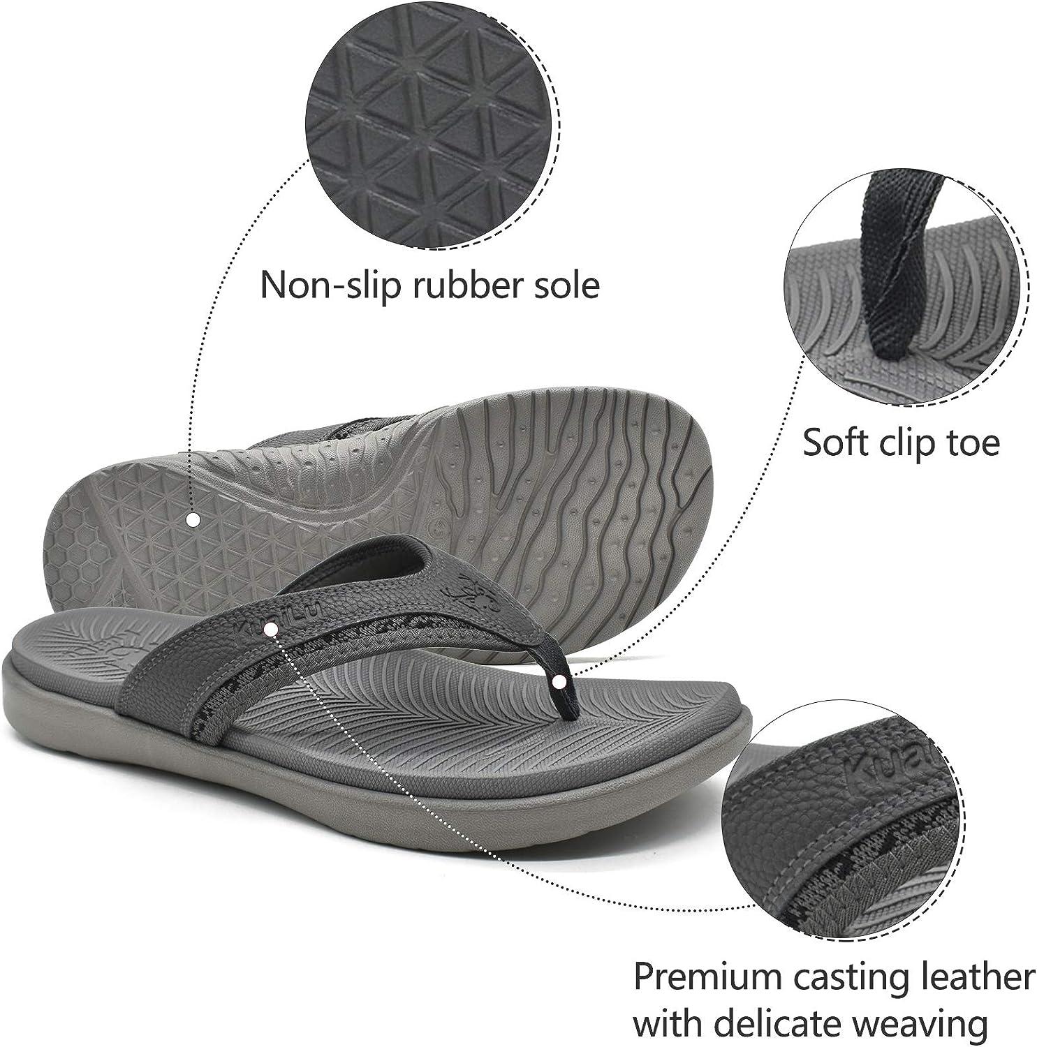 Flip Flops For Mens With Arch Support Sandals Wide Comfort Yoga Mat Footbed  Summer Outdoor Non Slip Thong Sandals