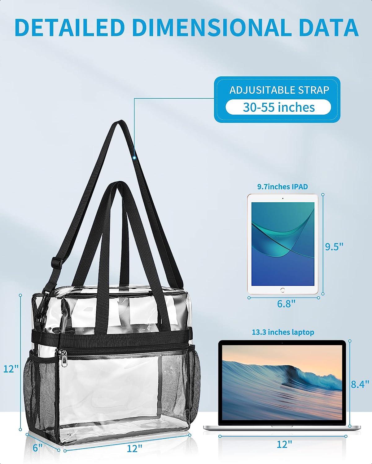 Clear Bag Stadium Approved,Security Approved Clear Tote Bag-12X12X6