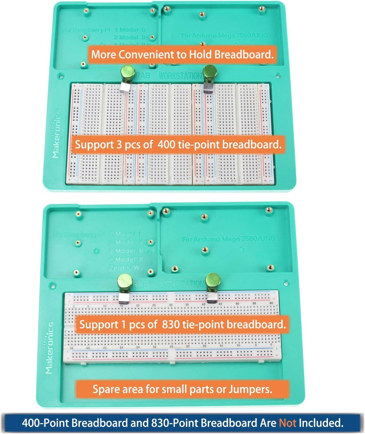 Makeronics 7 In 1 Green Rab Holder For Raspberry Pi Arduino Solderless Breadboard Base Plate 3534