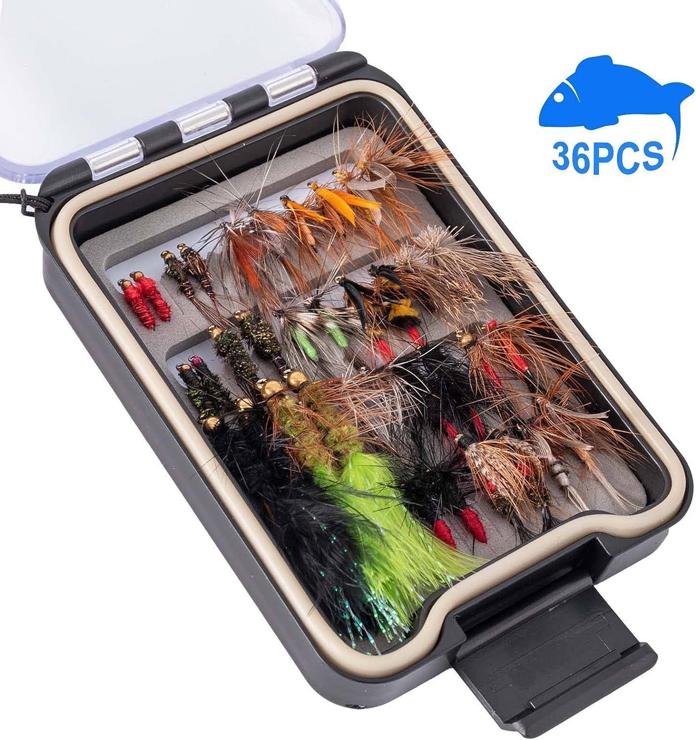 ICERIO 34/44pcs Fly Fishing Box Dry Wet Flies Nymph Tying Hook Trout  Fishing Fly Lure Bait Tackle Storage Case - AliExpress