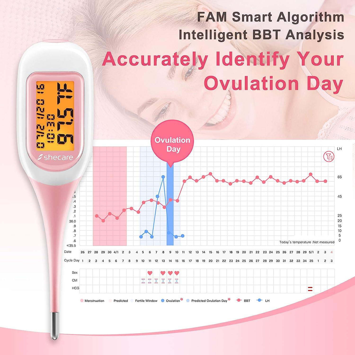 Shecare Smart Basal Thermometer for Ovulation Tracking, Digital Oral Body  Temperature Thermometer for Fertility with Backlit, BBT Thermometer with  Shecare App(iOS&Android) for Natural Family Planning