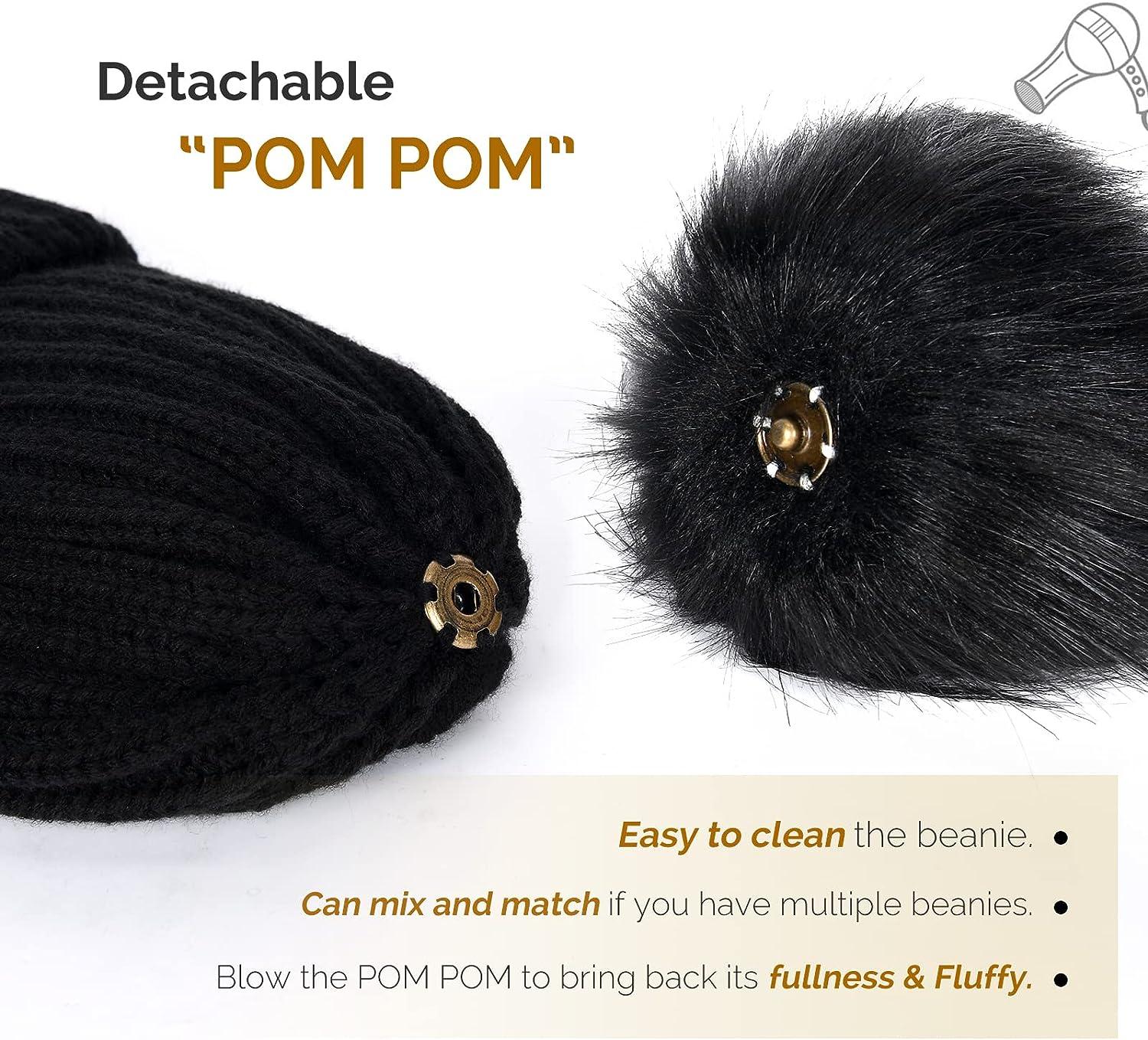 FURTALK Womens Winter Knitted Beanie Hat with Faux Fur Pom Warm Knit Skull  Cap Beanie for Women…