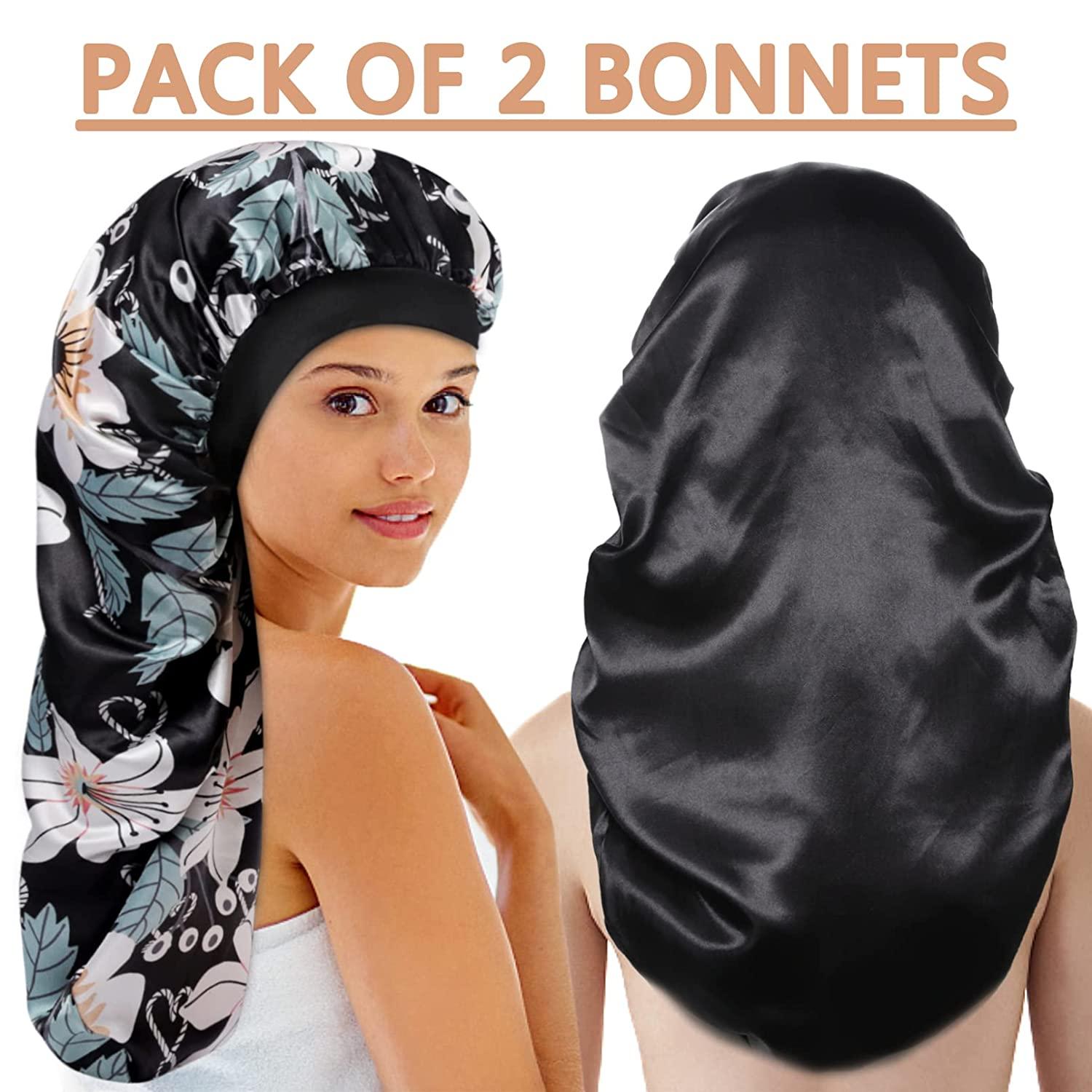 Josliki Silk Bonnet for Natural Hair Bonnets for Black Women, Satin Bonnet for Long Hair Cap for Sleeping, Large Silk Hair Wrap for Curly Hair Bonnet