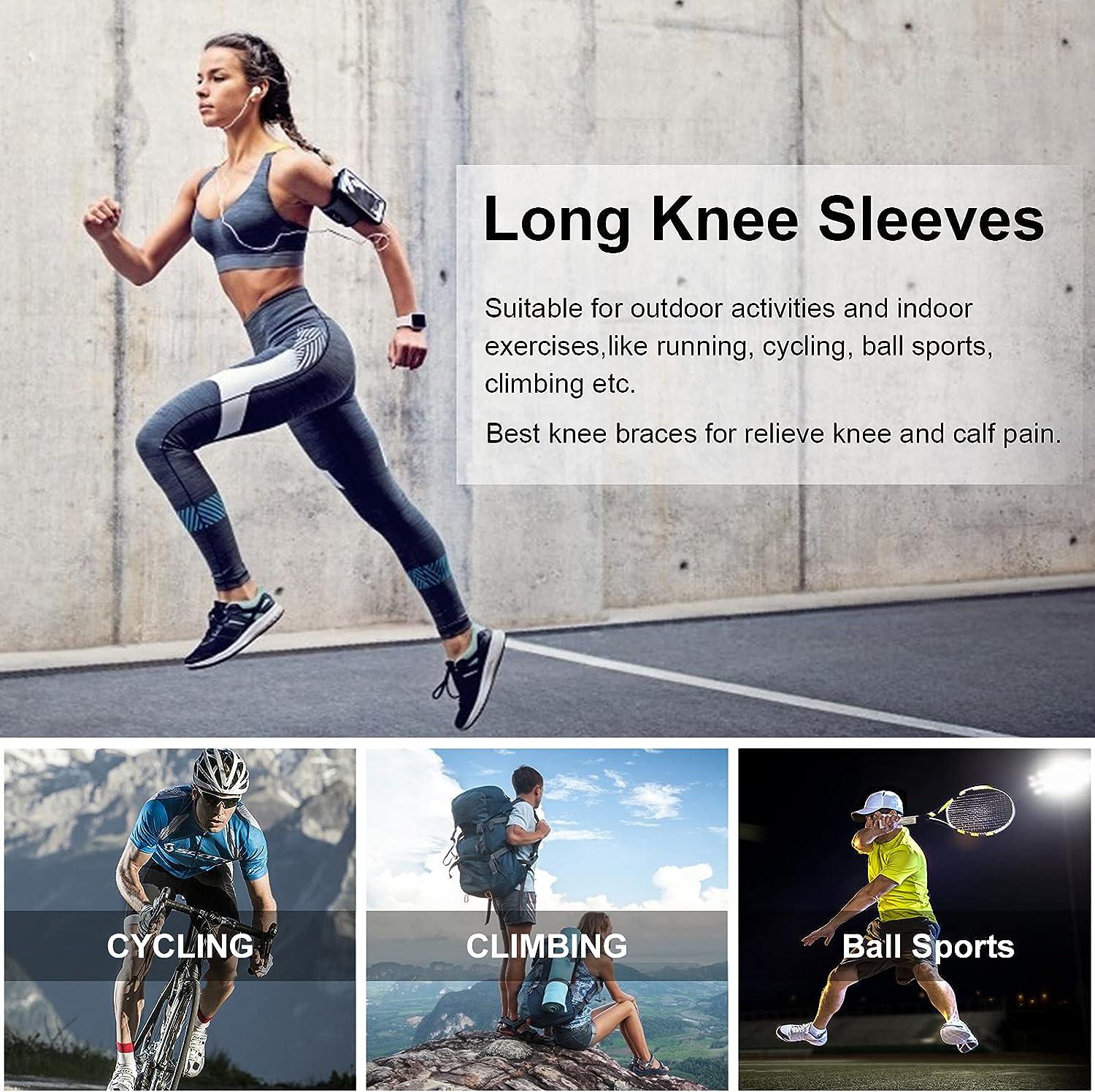 A Pair Sports Knee Pads Long Warm Compression Leggings Basketball Football  Mountaineering Running Meniscus Patella Protector, Specification: XL