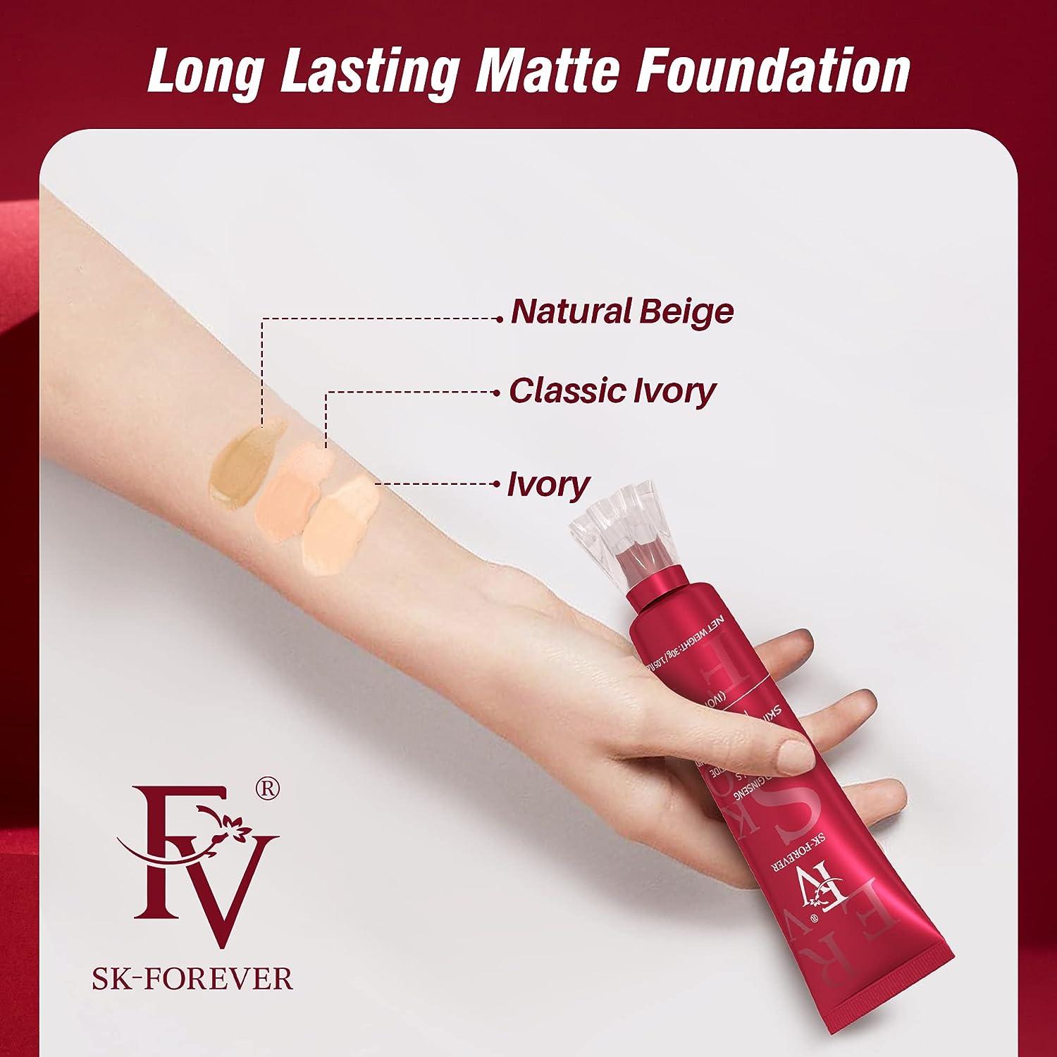 FV Waterproof Foundation Flawess Lightweight Matte Liquid Foundation Makeup  for Normal & Oil Skin Long Lasting Medium Coverage Face Makeup Conceal Pore  30g 1.05fl/oz Beige