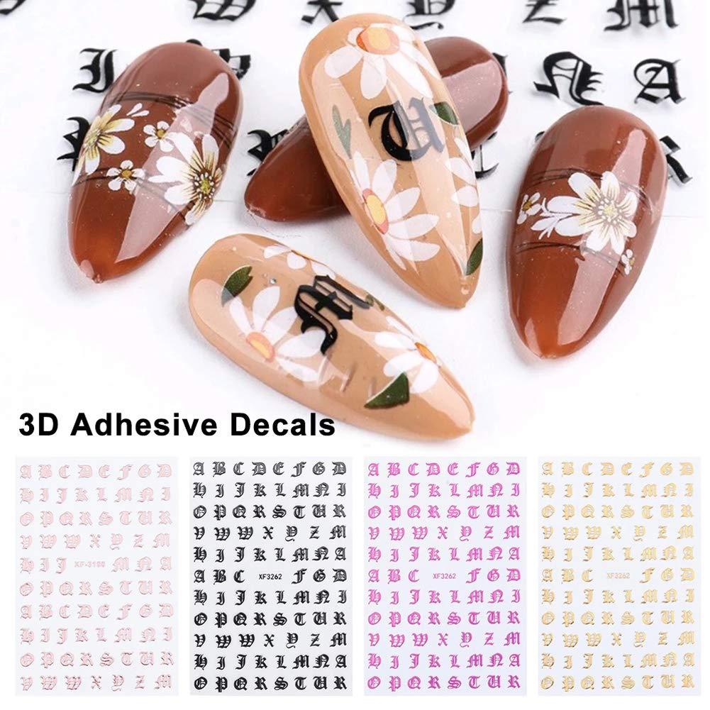 2 Gold and Silver Nail Stickers English Letter Nail Stickers Ss