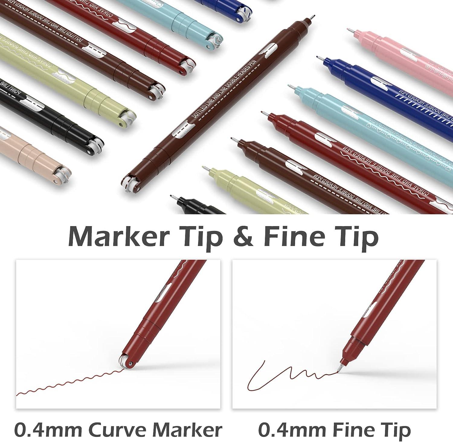 AECHY Colored Curve Pens, Dual Tip Pens with 6 Different Curve Shapes & 8  Colors Fine Tips, J Review 